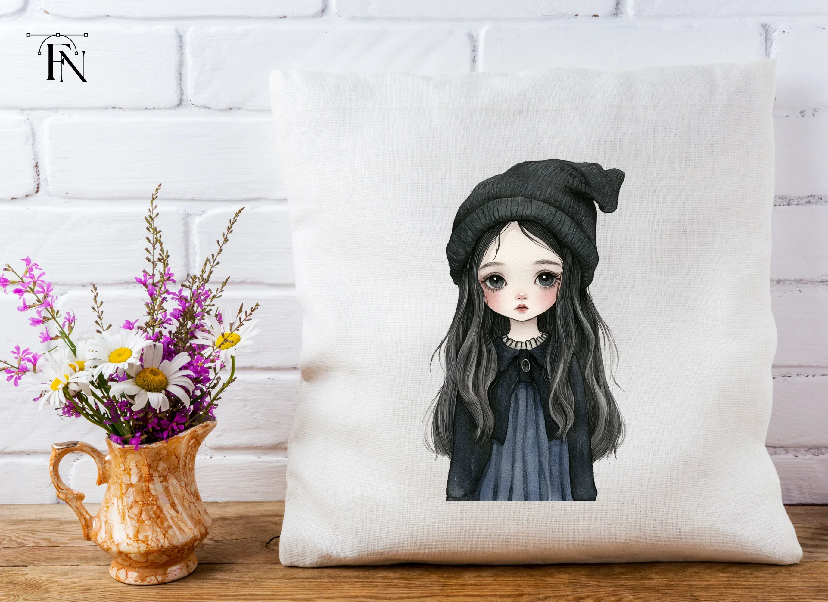 Cute Goth Girl with Beanie Clipart Bundle - Image 5