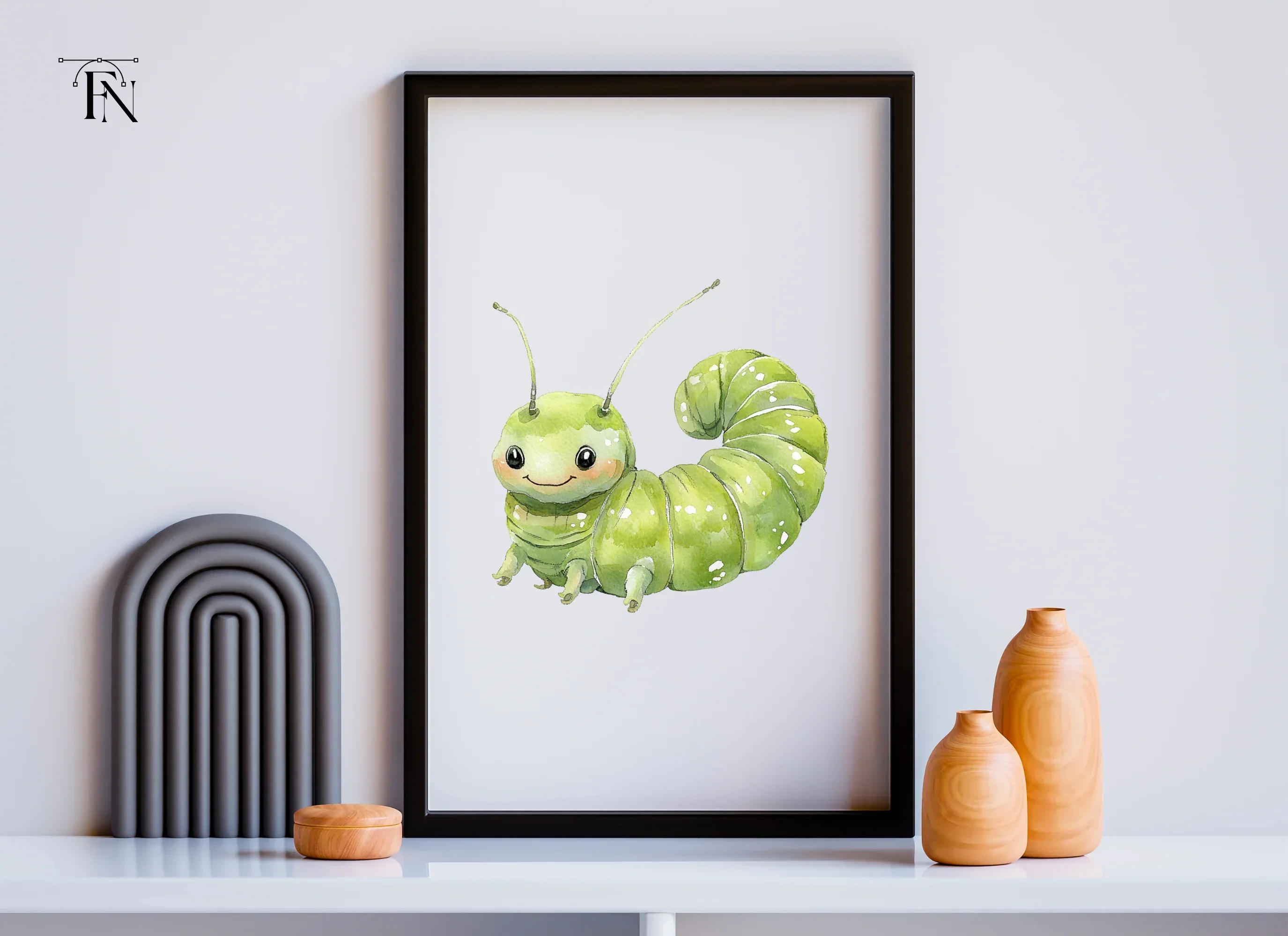 Cute Green Caterpillar Clipart Bundle - Image 5