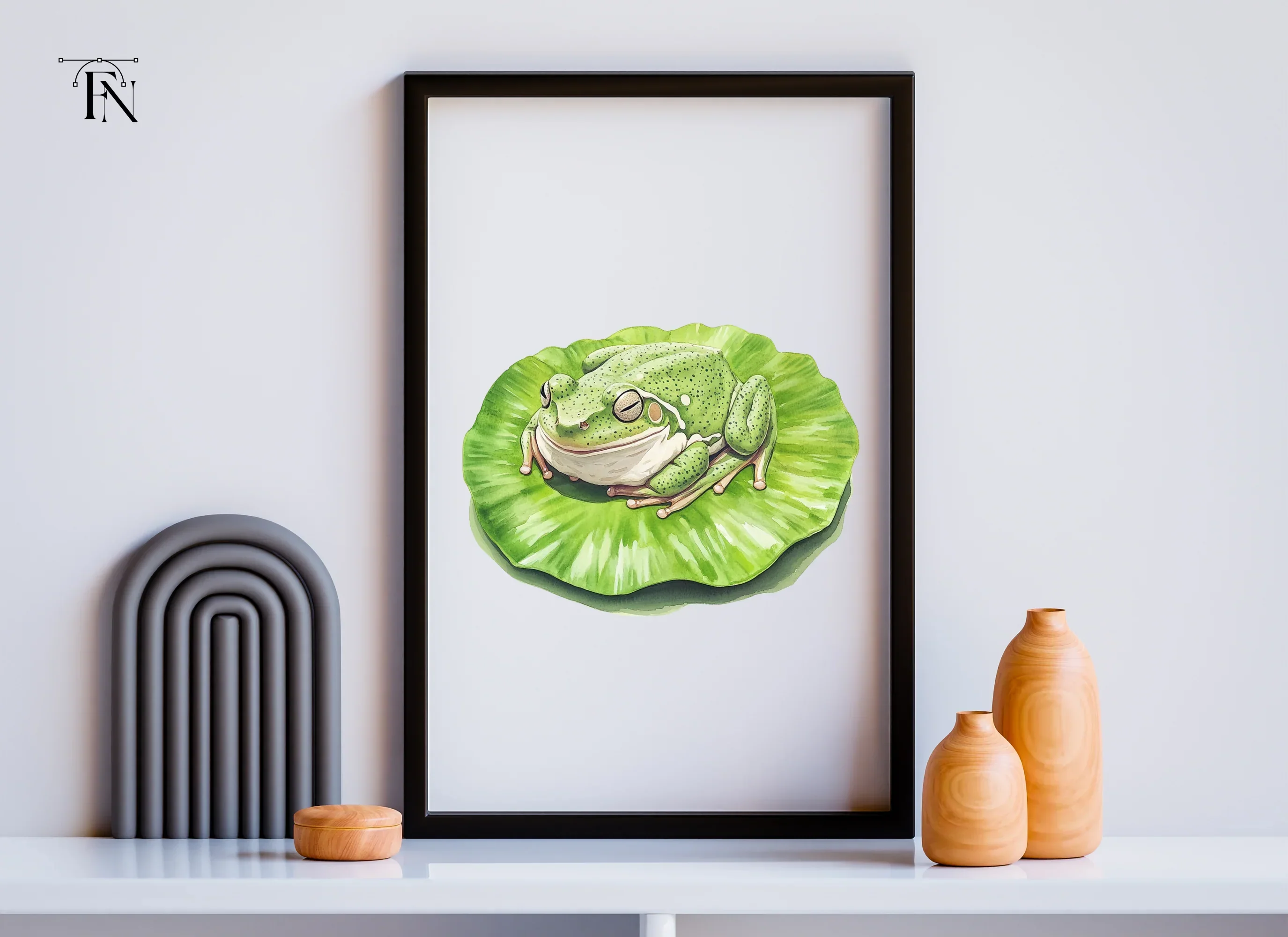 Cute Green Frogs on Lily Pads Clipart Bundle - Image 5