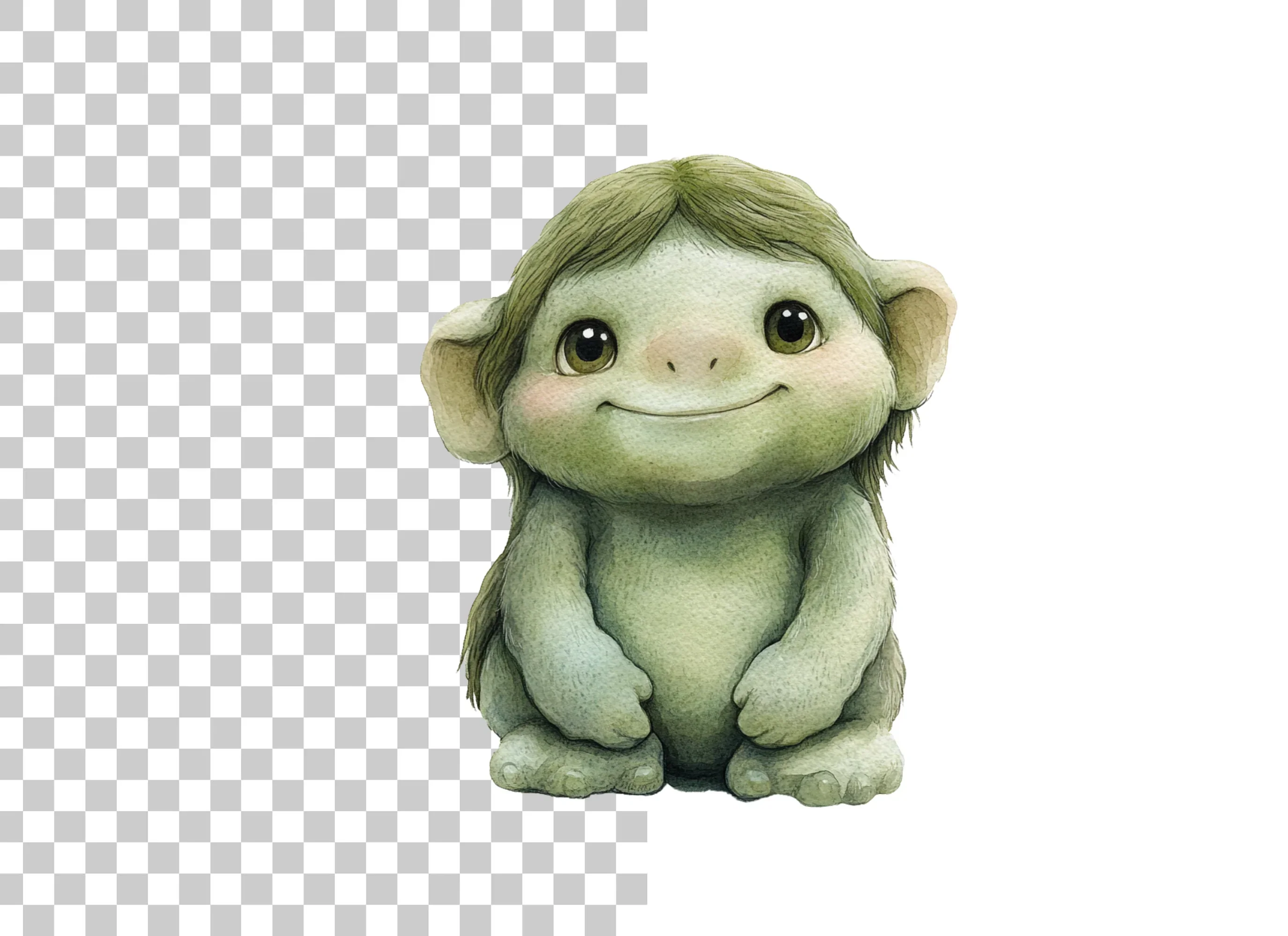 Cute Green Troll Creature Clipart Bundle - Image 2