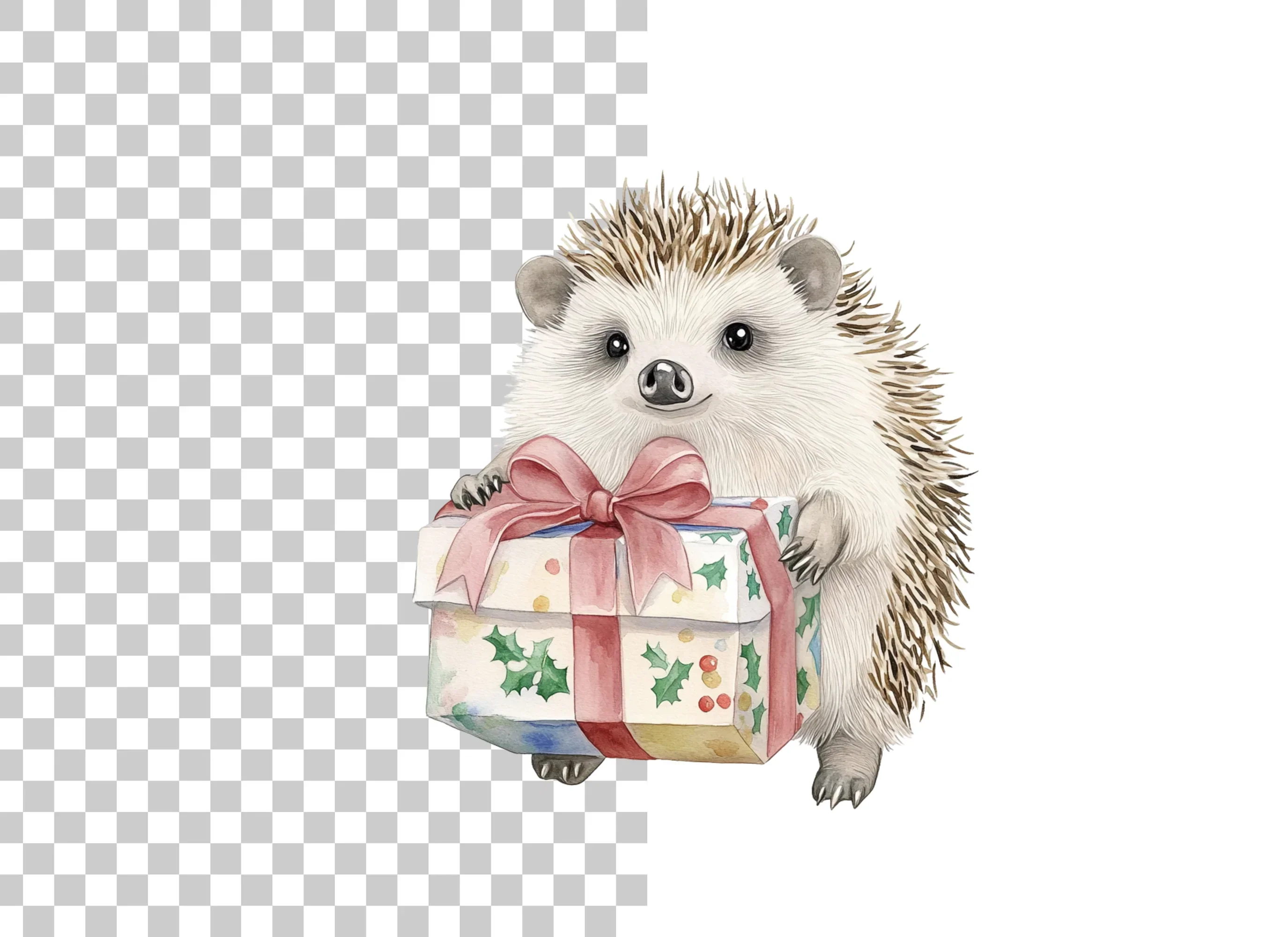 Cute Hedgehog Christmas Gift Clipart Bundle - Image 6