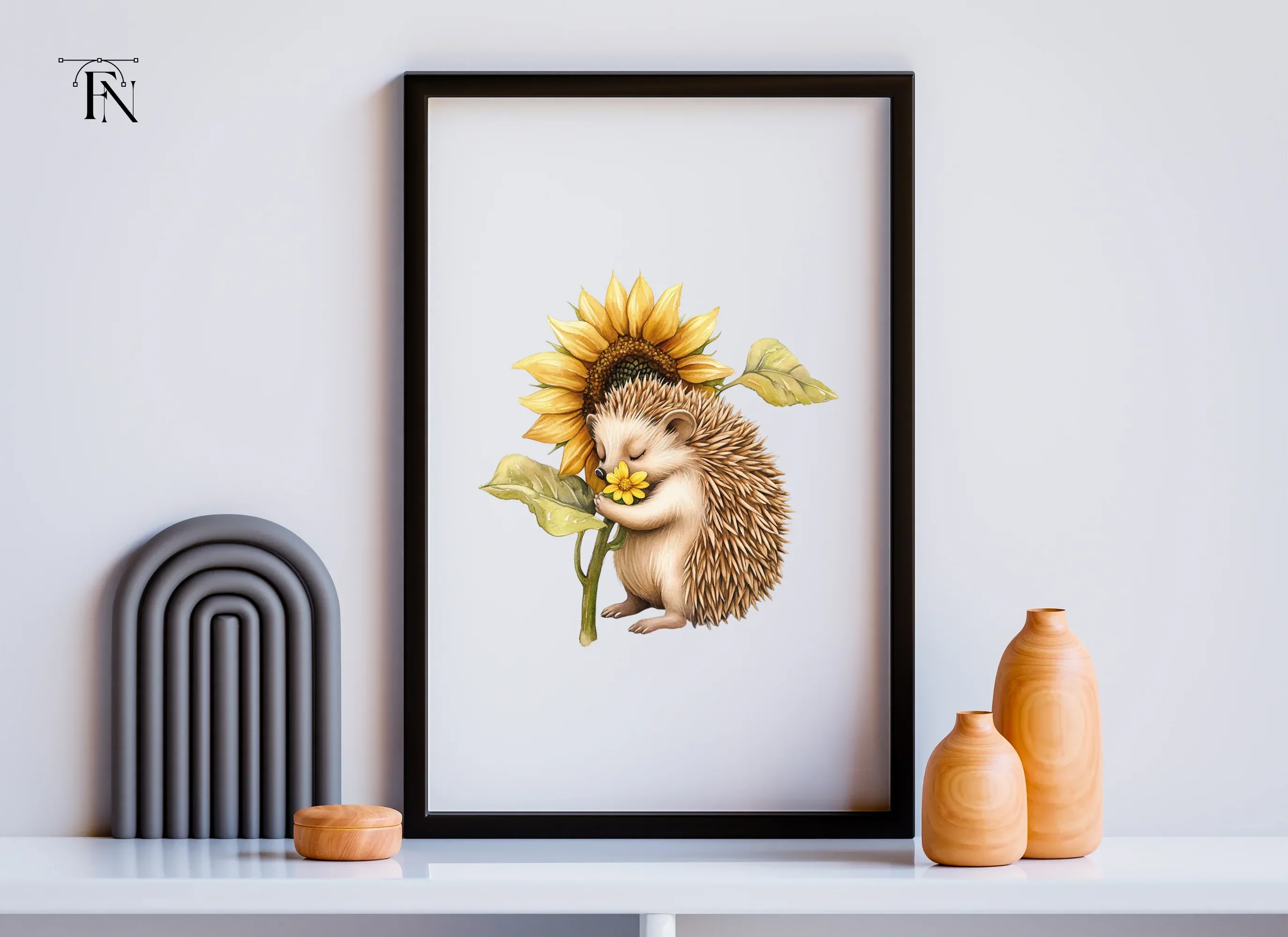 Cute Hedgehog Sleeping with Sunflower Clipart Bundle - Image 6