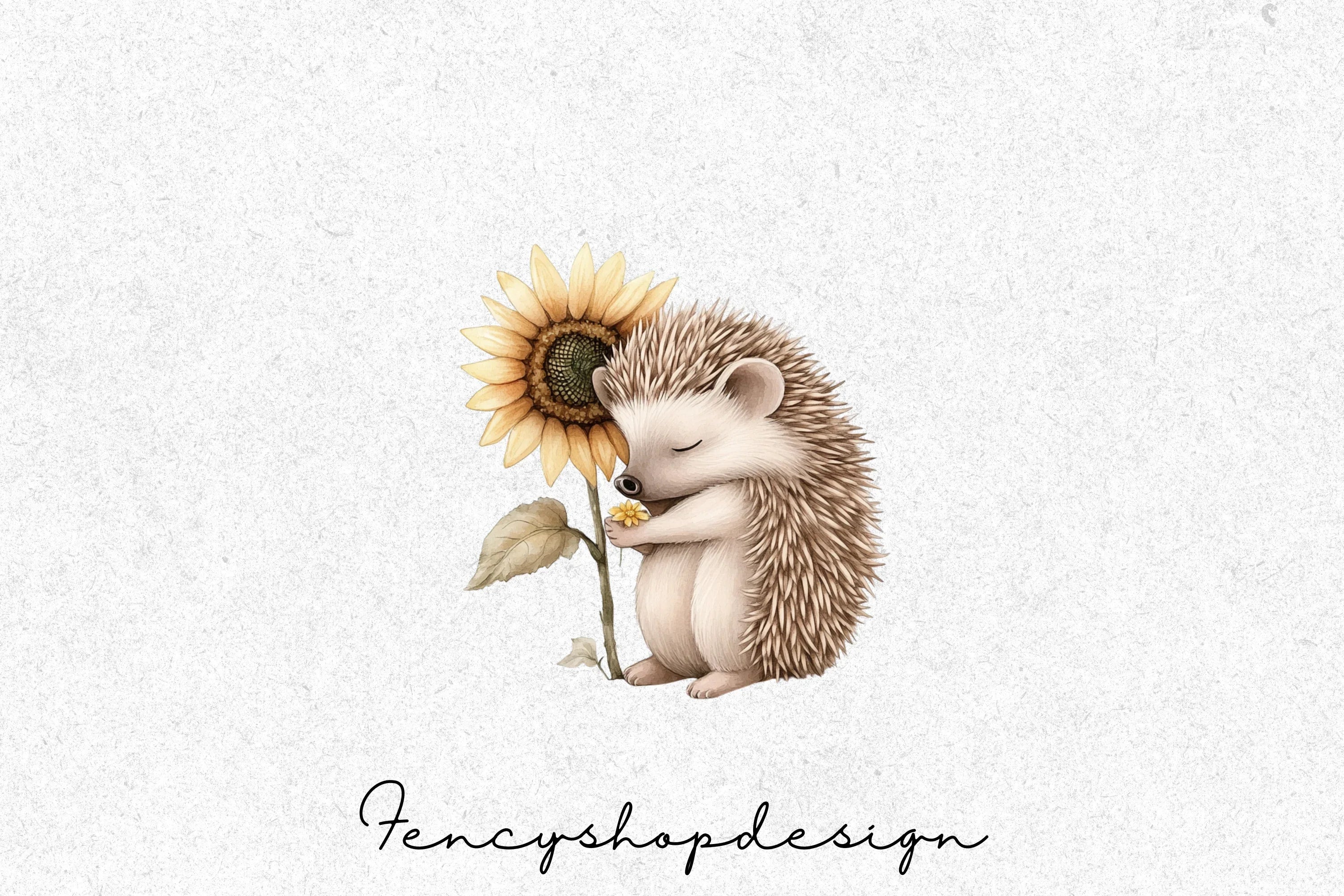 Cute Hedgehog Sunflower Clipart Bundle - Image 3
