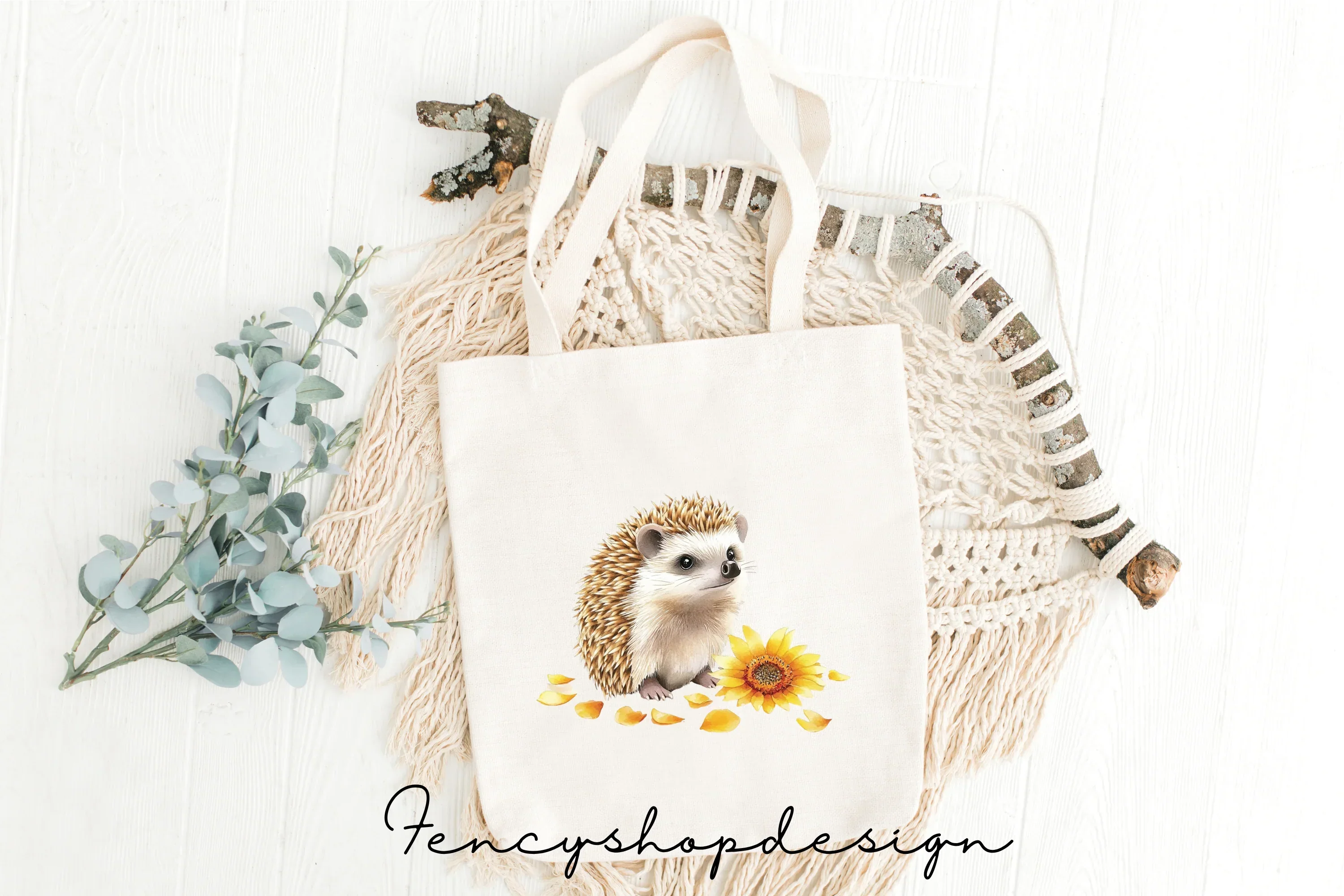 Cute Hedgehog Sunflower Clipart Bundle - Image 7