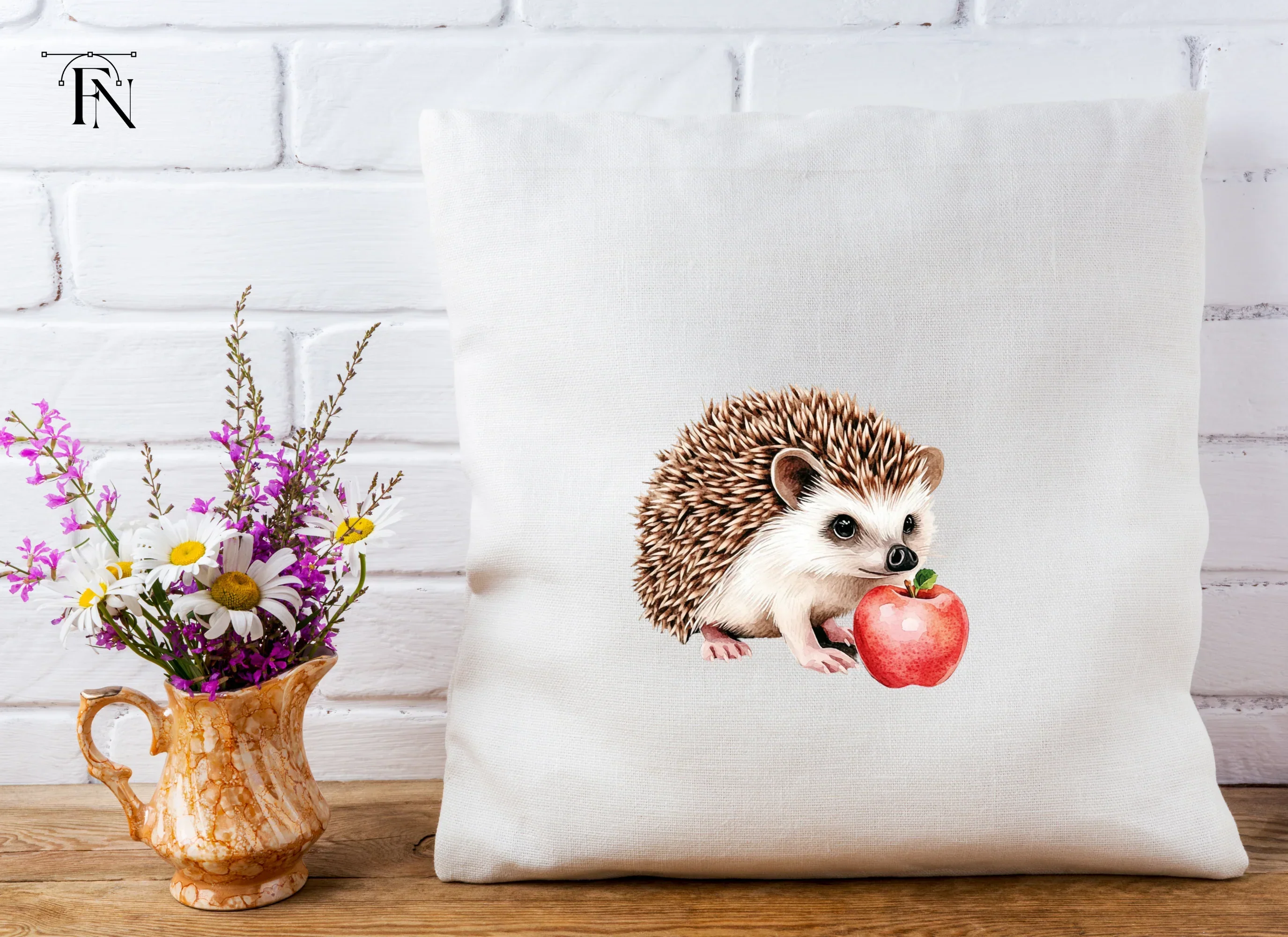 Cute Hedgehog with Apple Clipart Bundle - Image 4