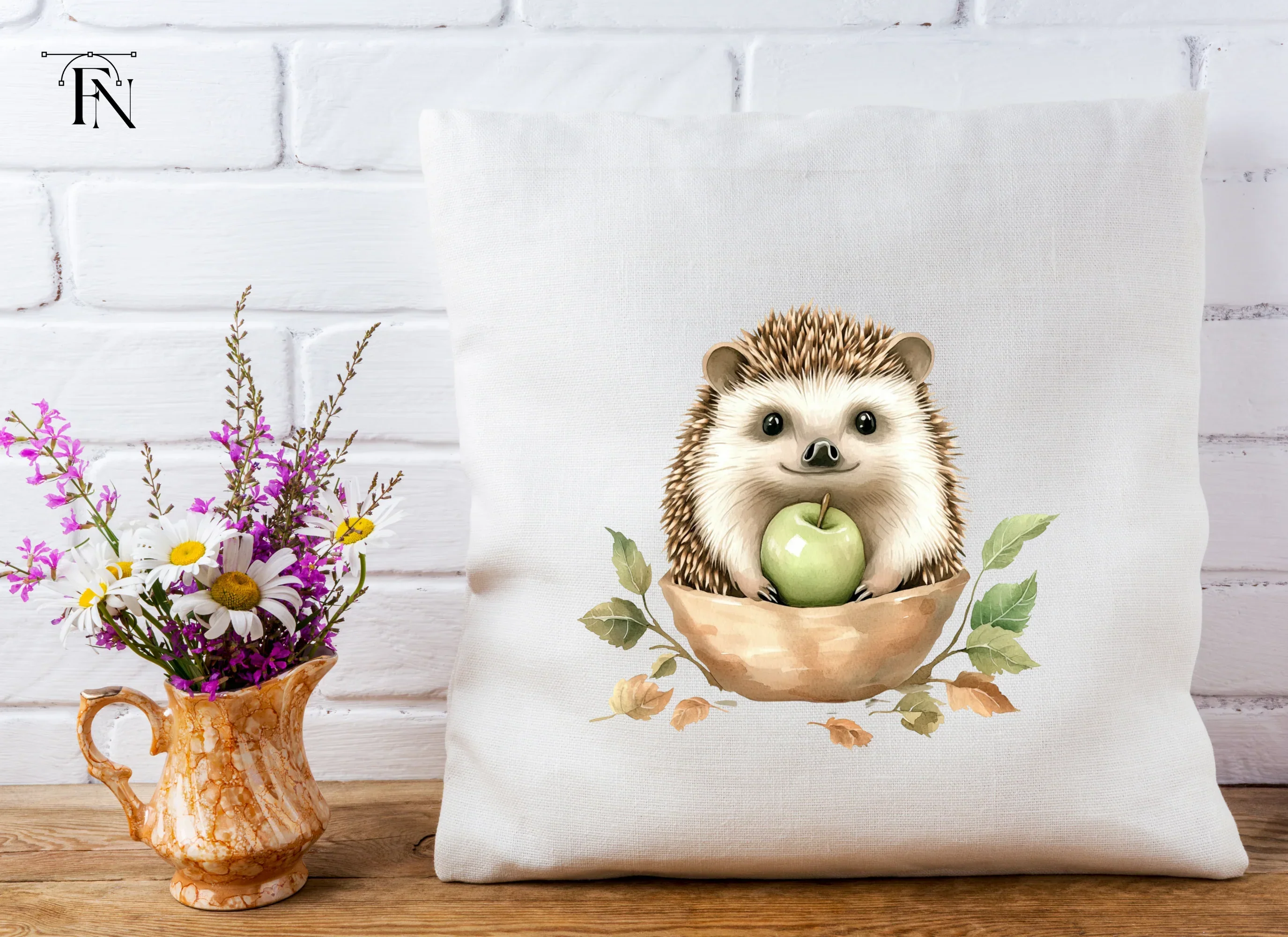 Cute Hedgehog with Apples Clipart Bundle - Image 5