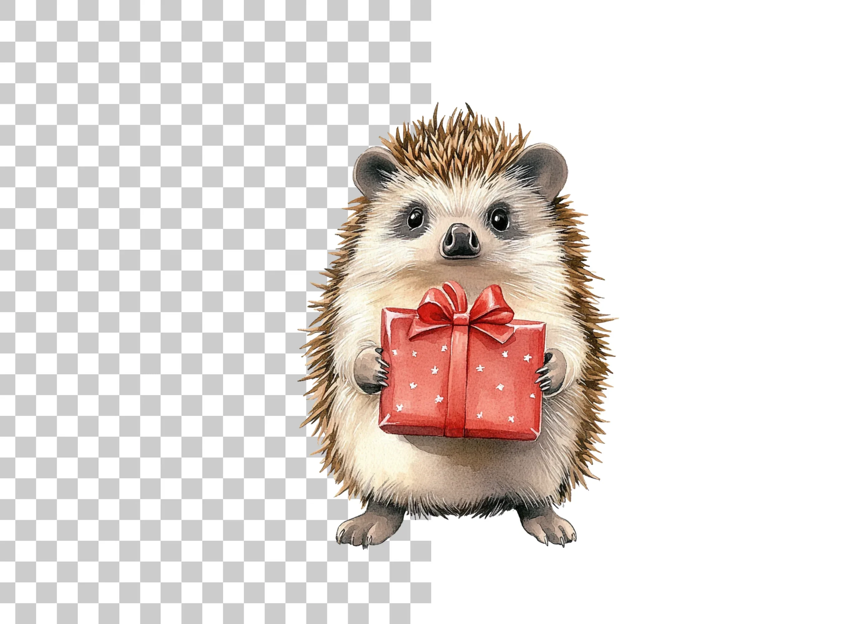 Cute Hedgehogs with Red Gift Boxes Clipart Bundle - Image 2
