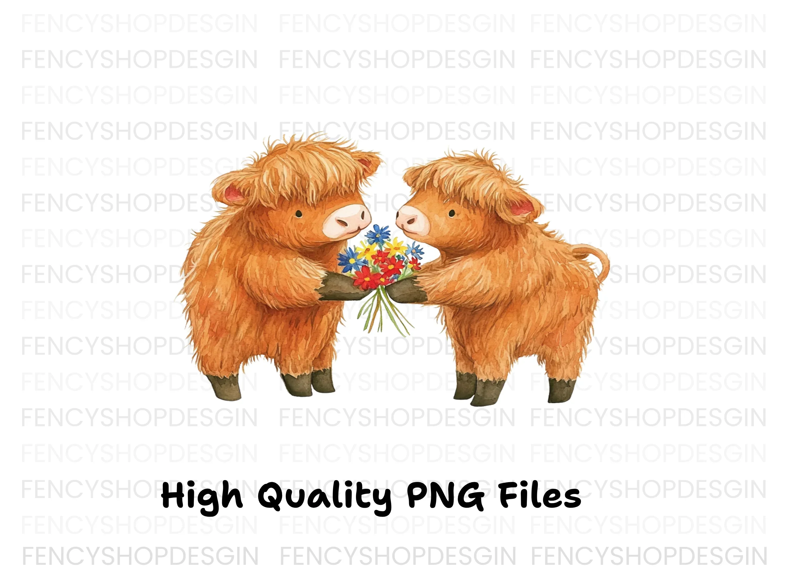 Cute Highland Cow Couples Clipart Bundle - Image 3