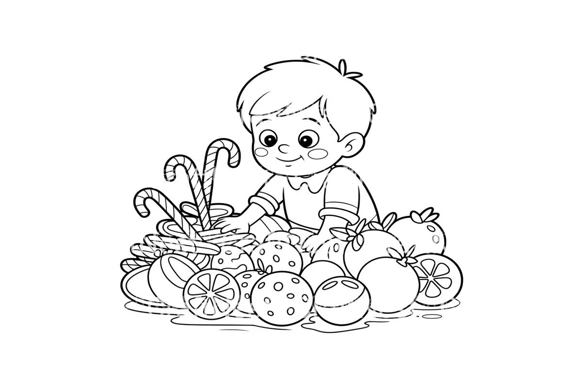 Cute Kids with FruitsFun Coloring Books - Image 3