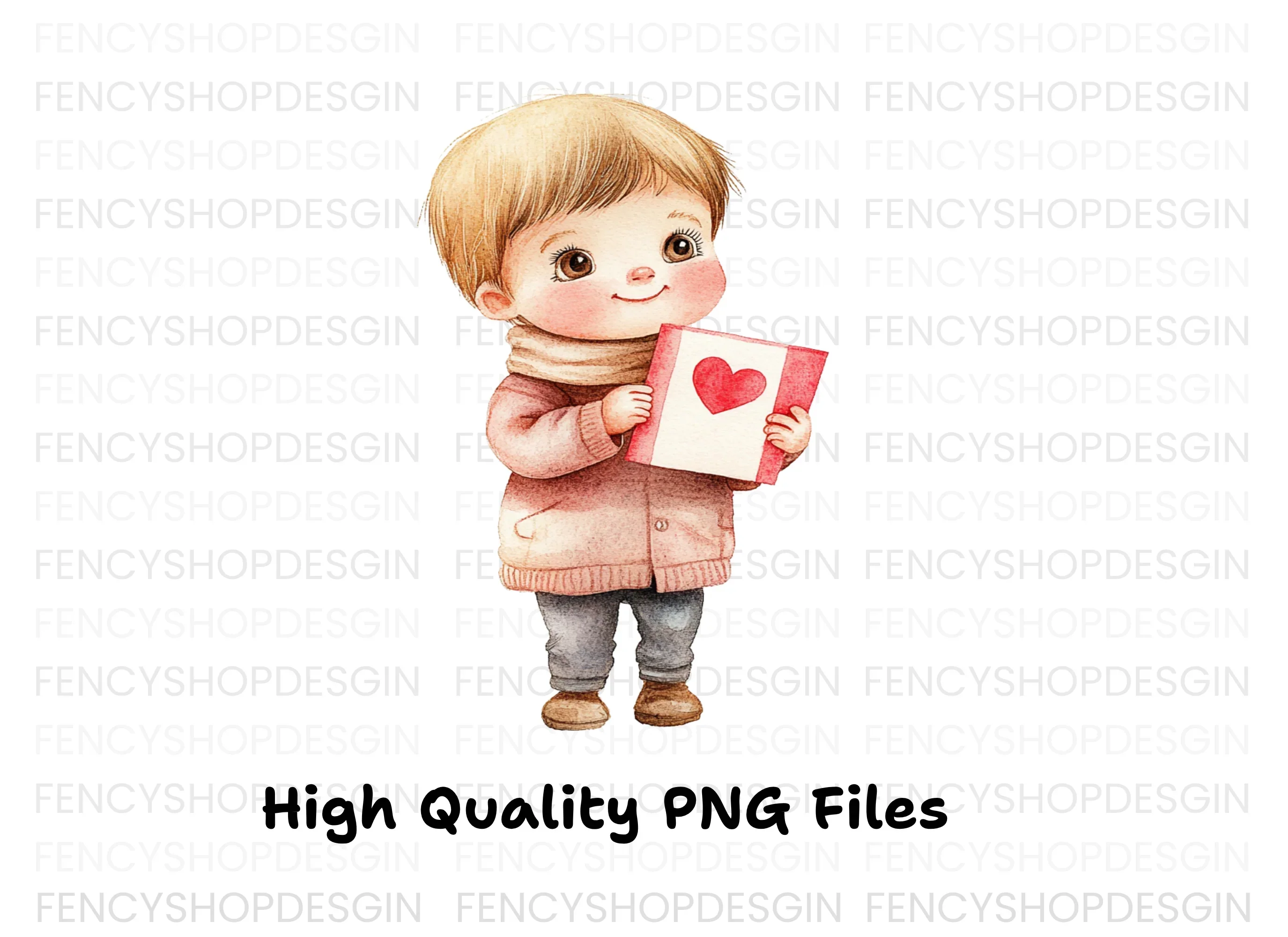 Cute Kids with Valentine Day Cards Clipart Bundle - Image 4