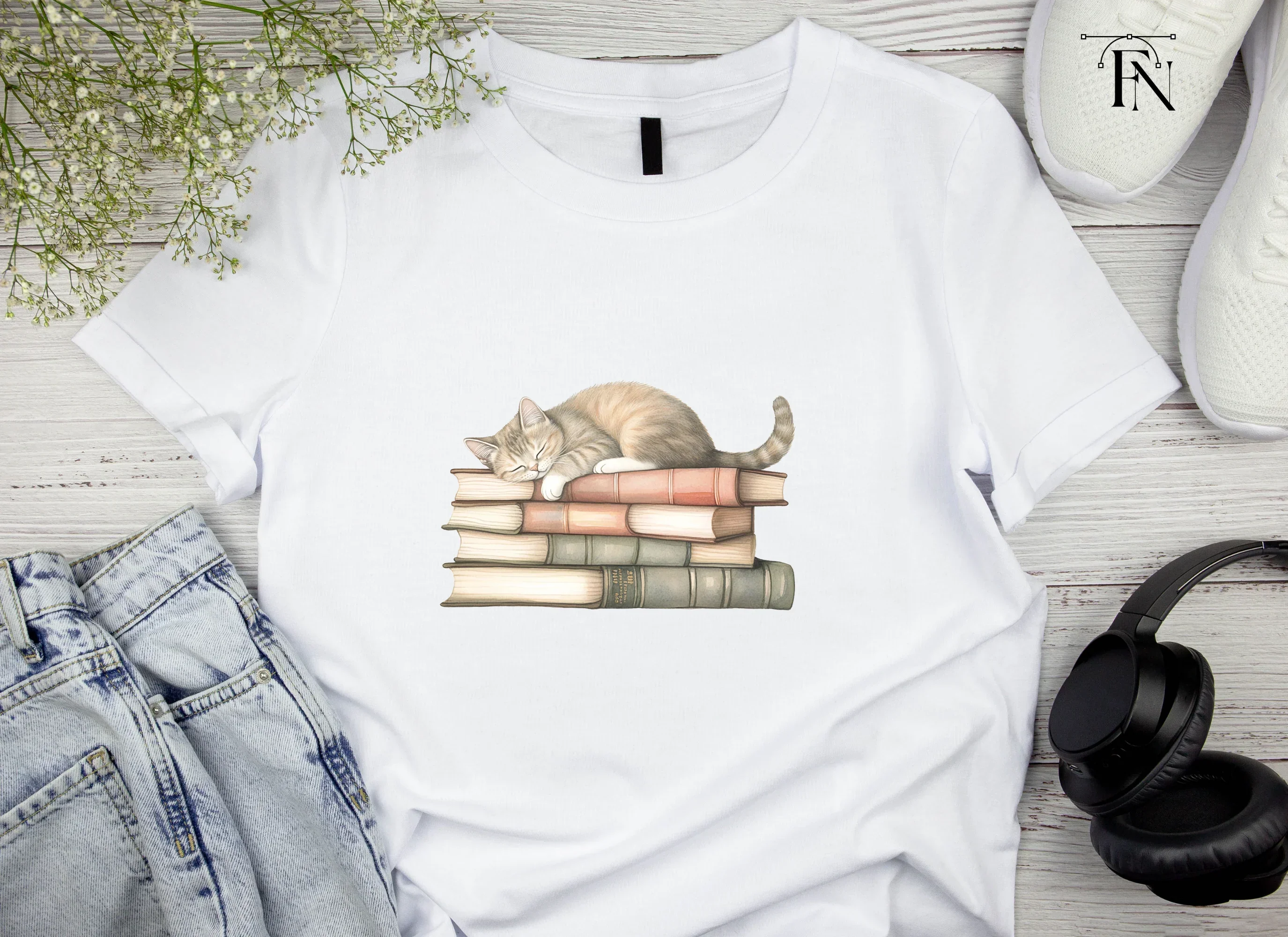 Cute Kittens Napping on Book Stacks Clipart Bundle - Image 4