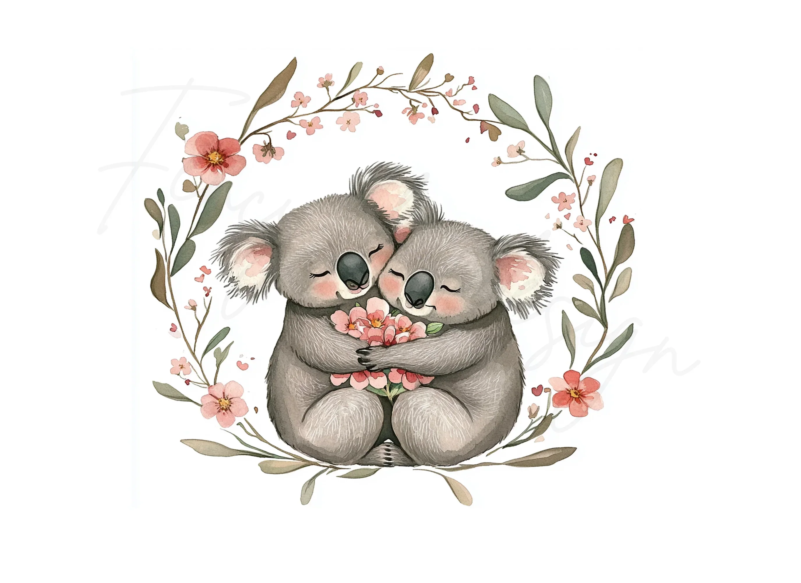 Cute Koala Couple Clipart Bundle - Image 3