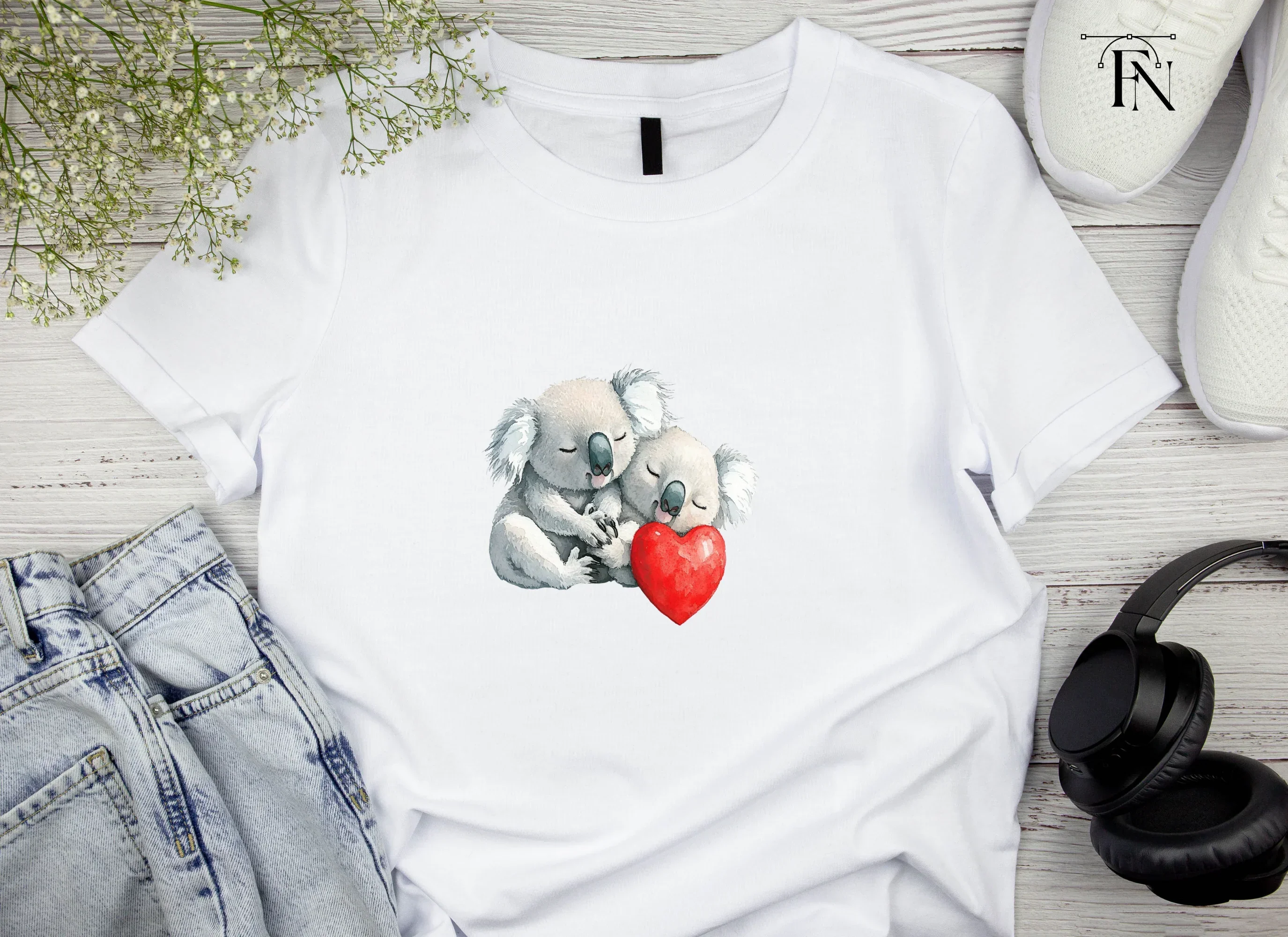 Cute Koala Couple with Red Heart Clipart Bundle - Image 3