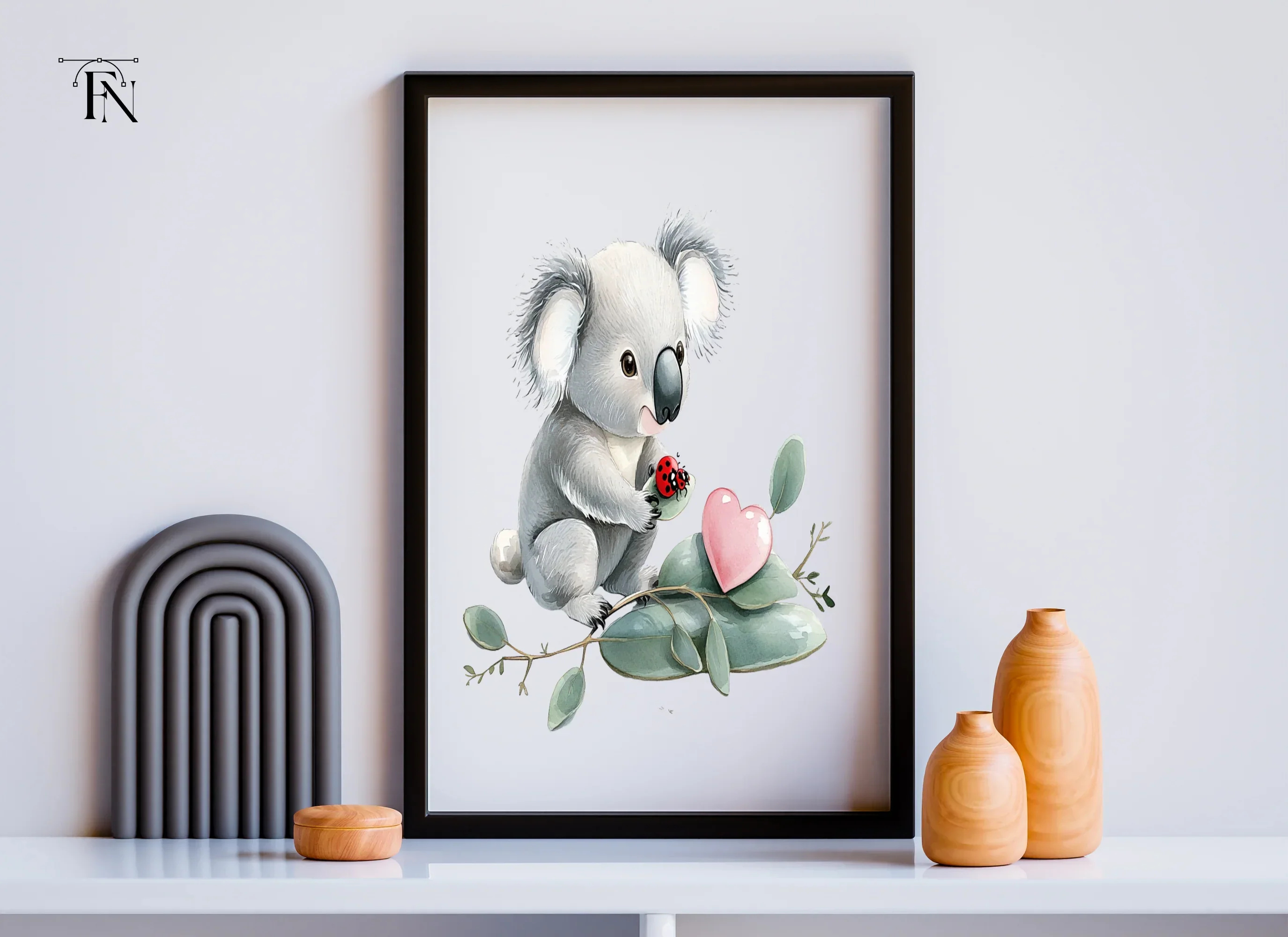Cute Koala with Ladybug and Heart Clipart Bundle - Image 6