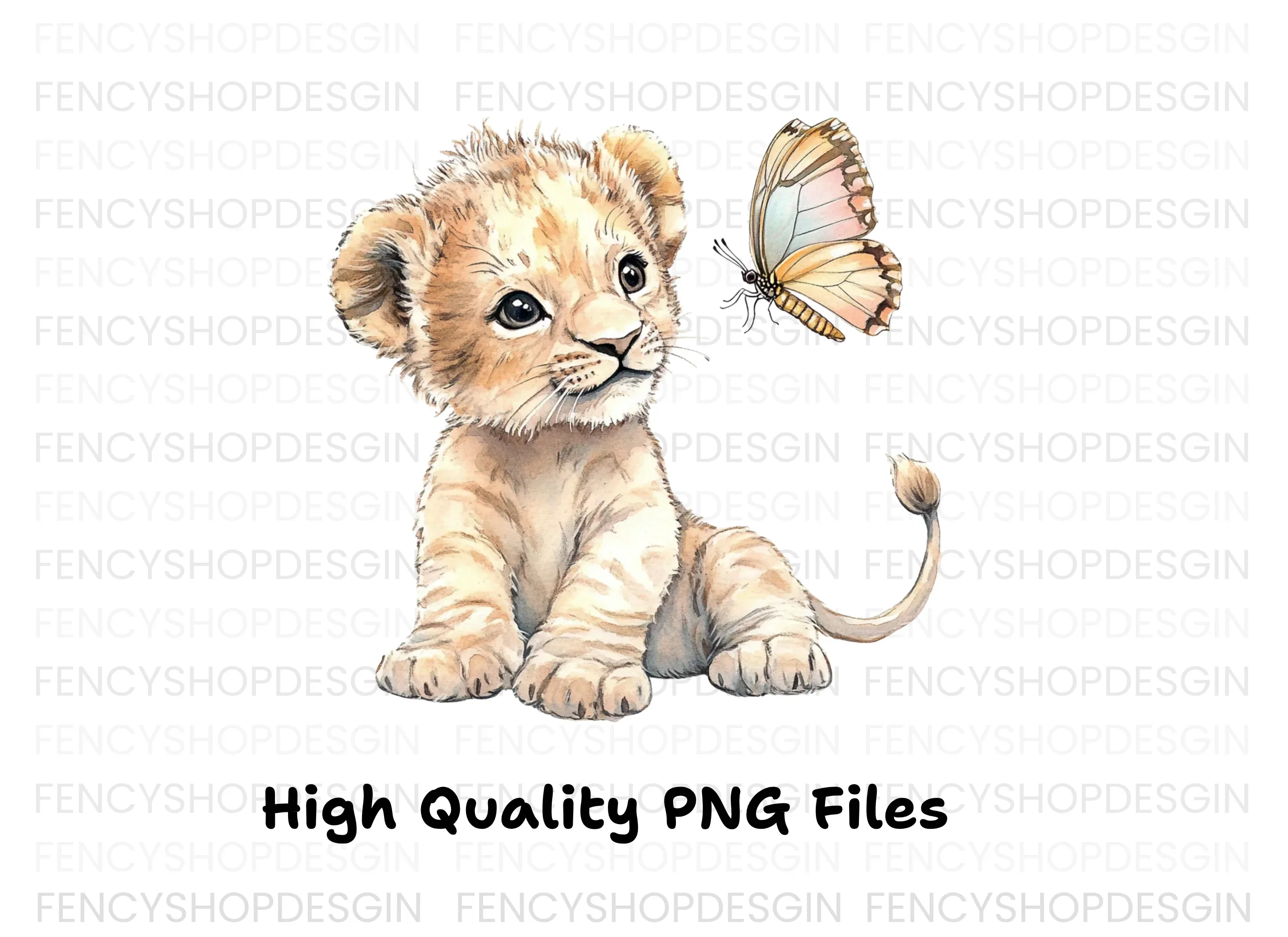 Cute Lion Cubs with Butterflies Clipart Bundle - Image 5