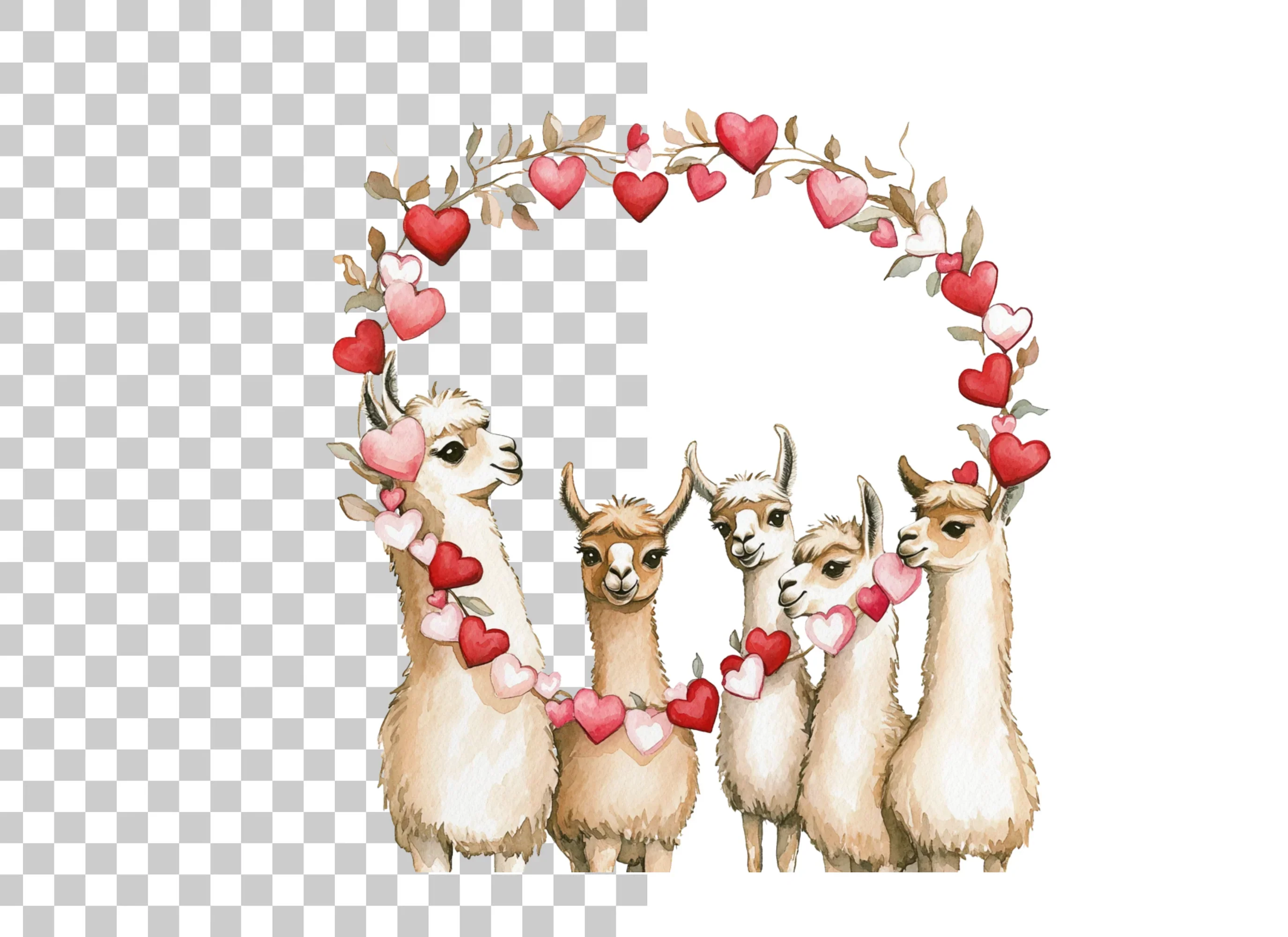 Cute Llama Valentine Day Clipart Bundle - Image 2