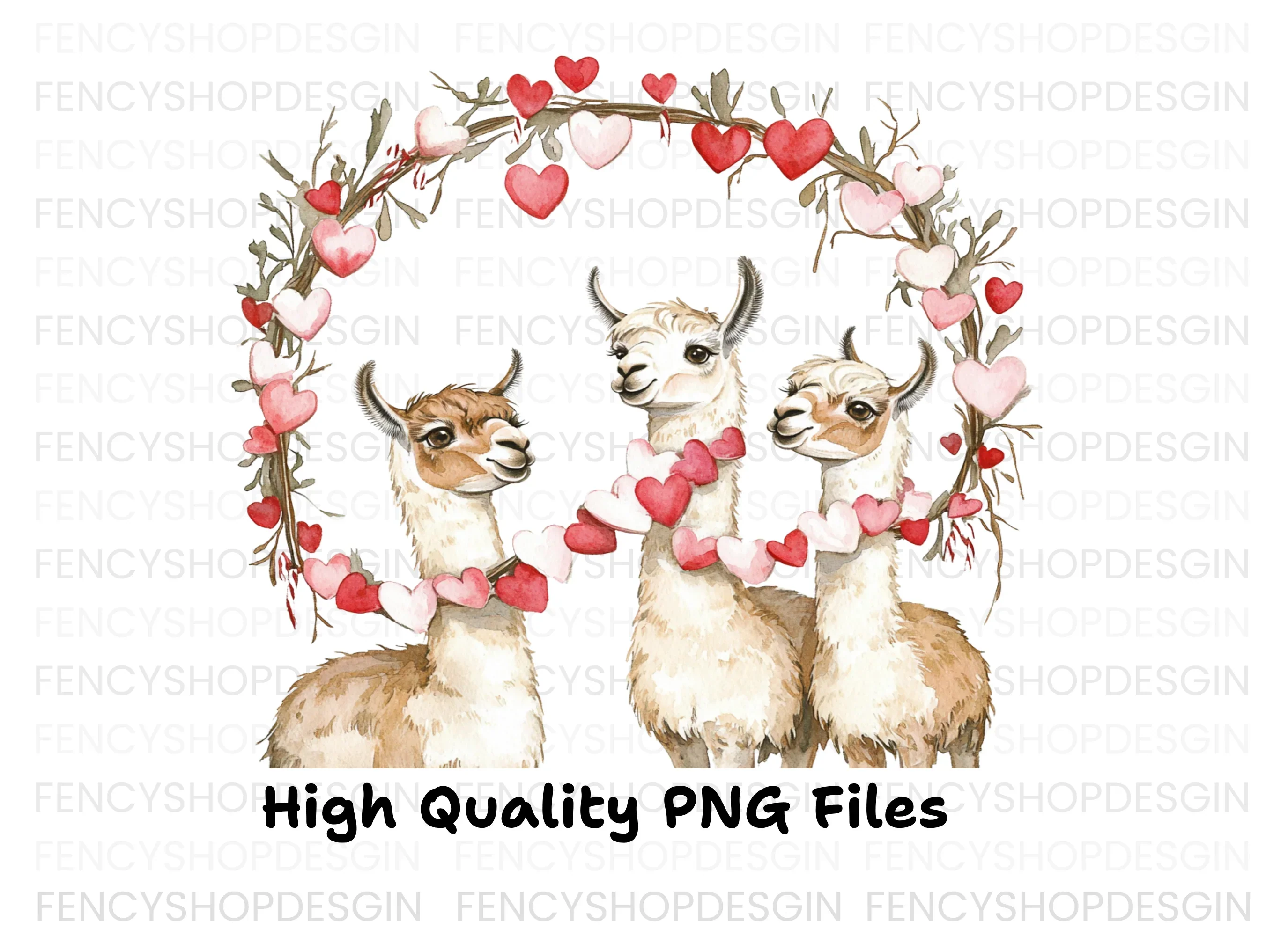 Cute Llama Valentine Day Clipart Bundle - Image 3