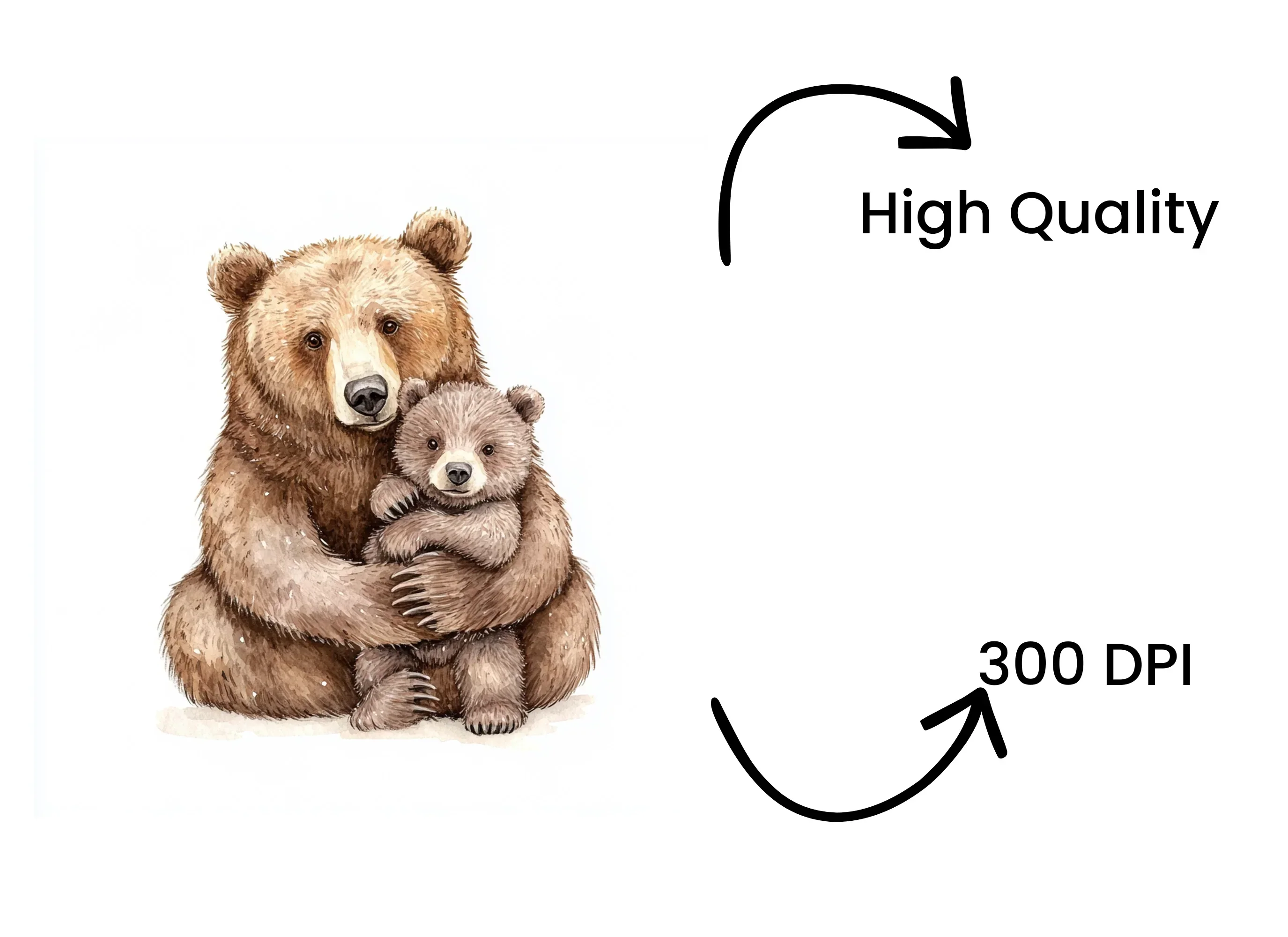 Cute Mama Bear and Cub Clipart Bundle - Image 4