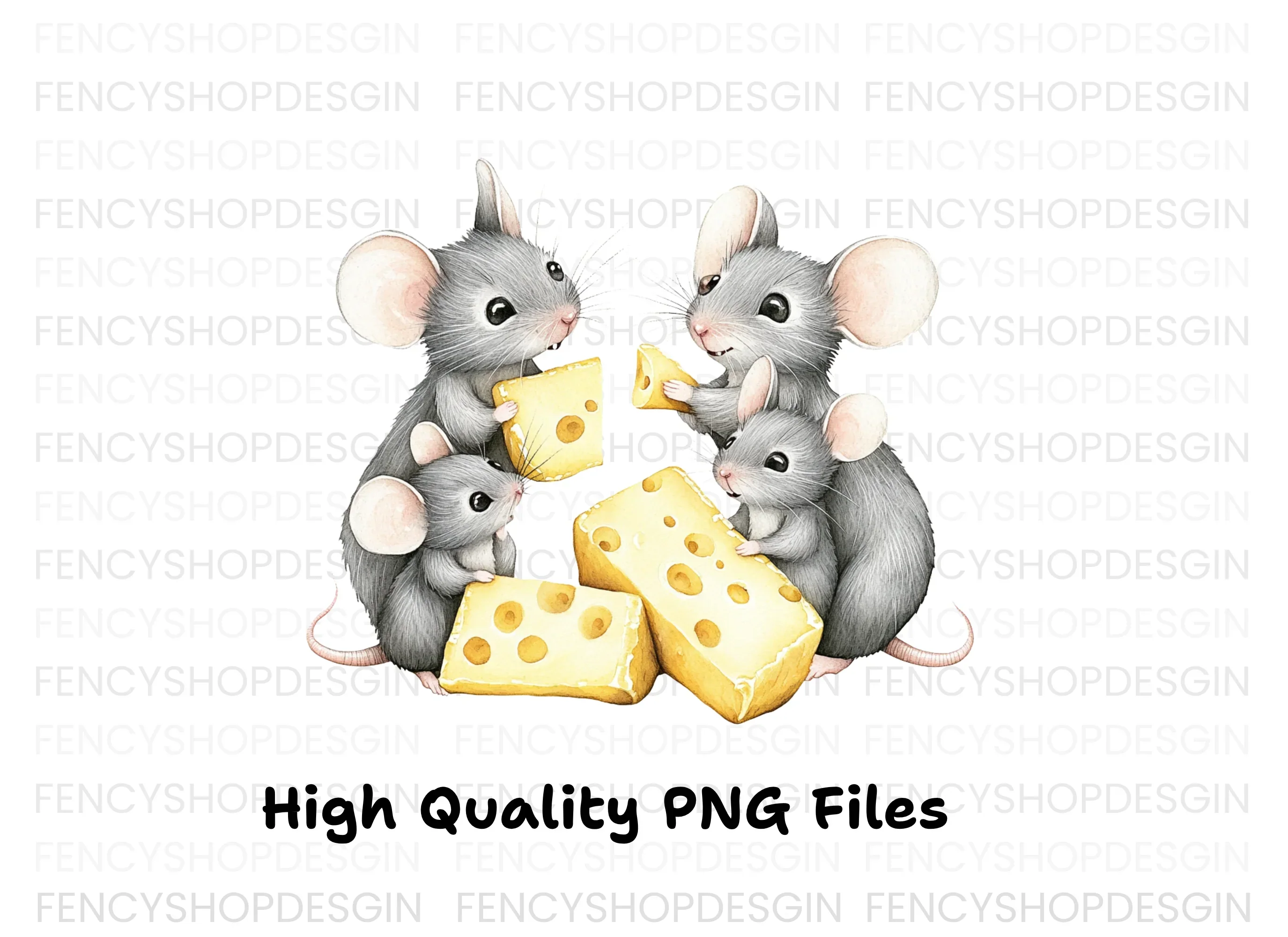 Cute Mice Family with Cheese Clipart Bundle - Image 4