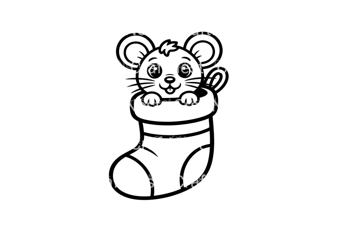 Cute Mice in Christmas Stockings Coloring Books - Image 2