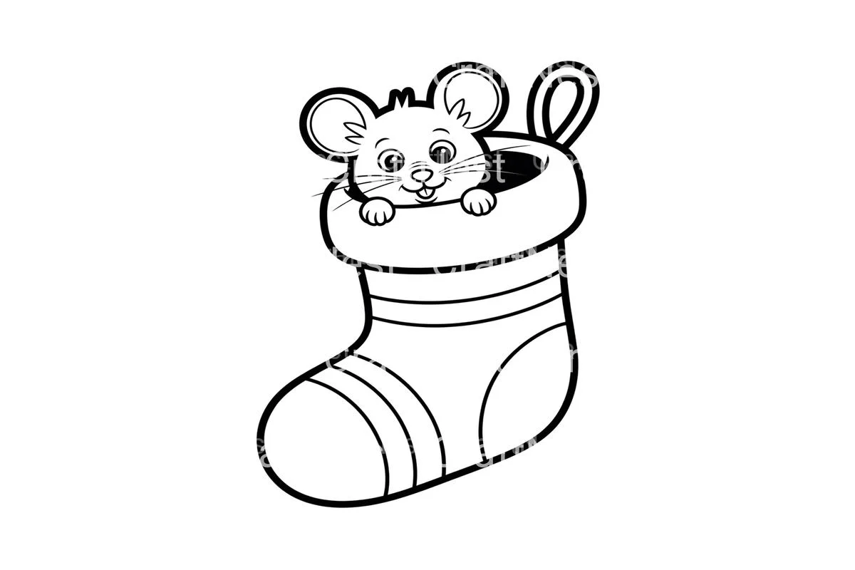Cute Mice in Christmas Stockings Coloring Books - Image 3