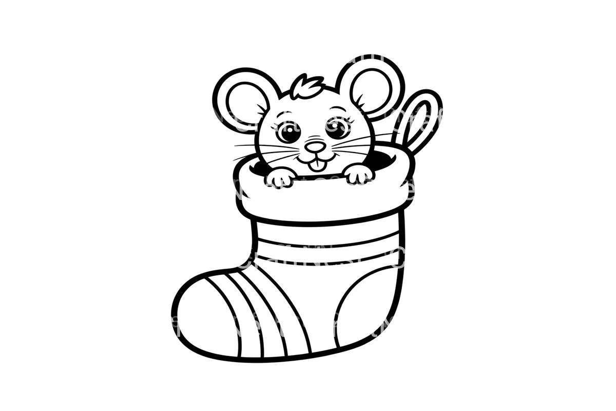 Cute Mice in Christmas Stockings Coloring Books - Image 4
