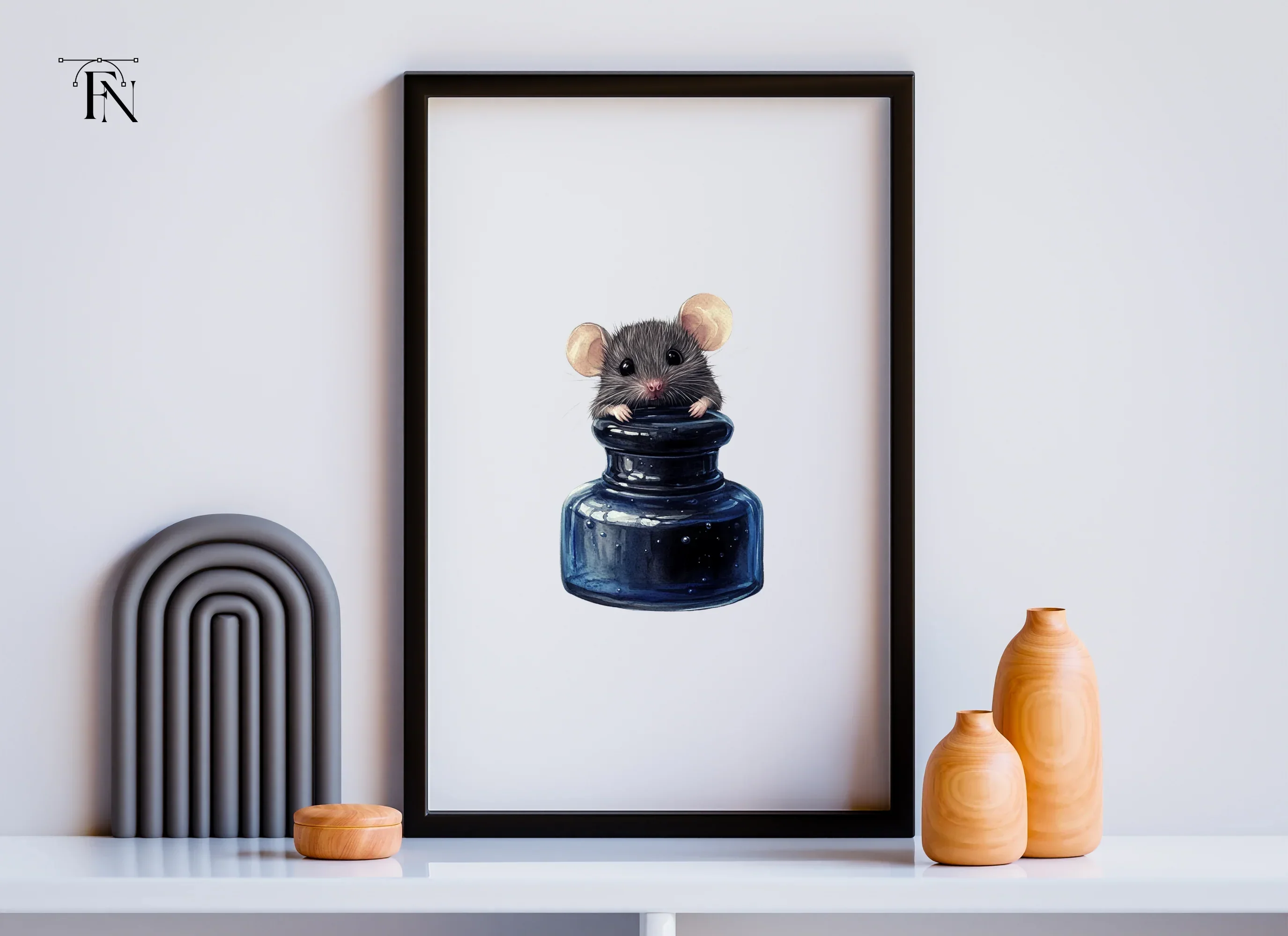 Cute Mice in Ink Bottles Clipart Bundle - Image 6