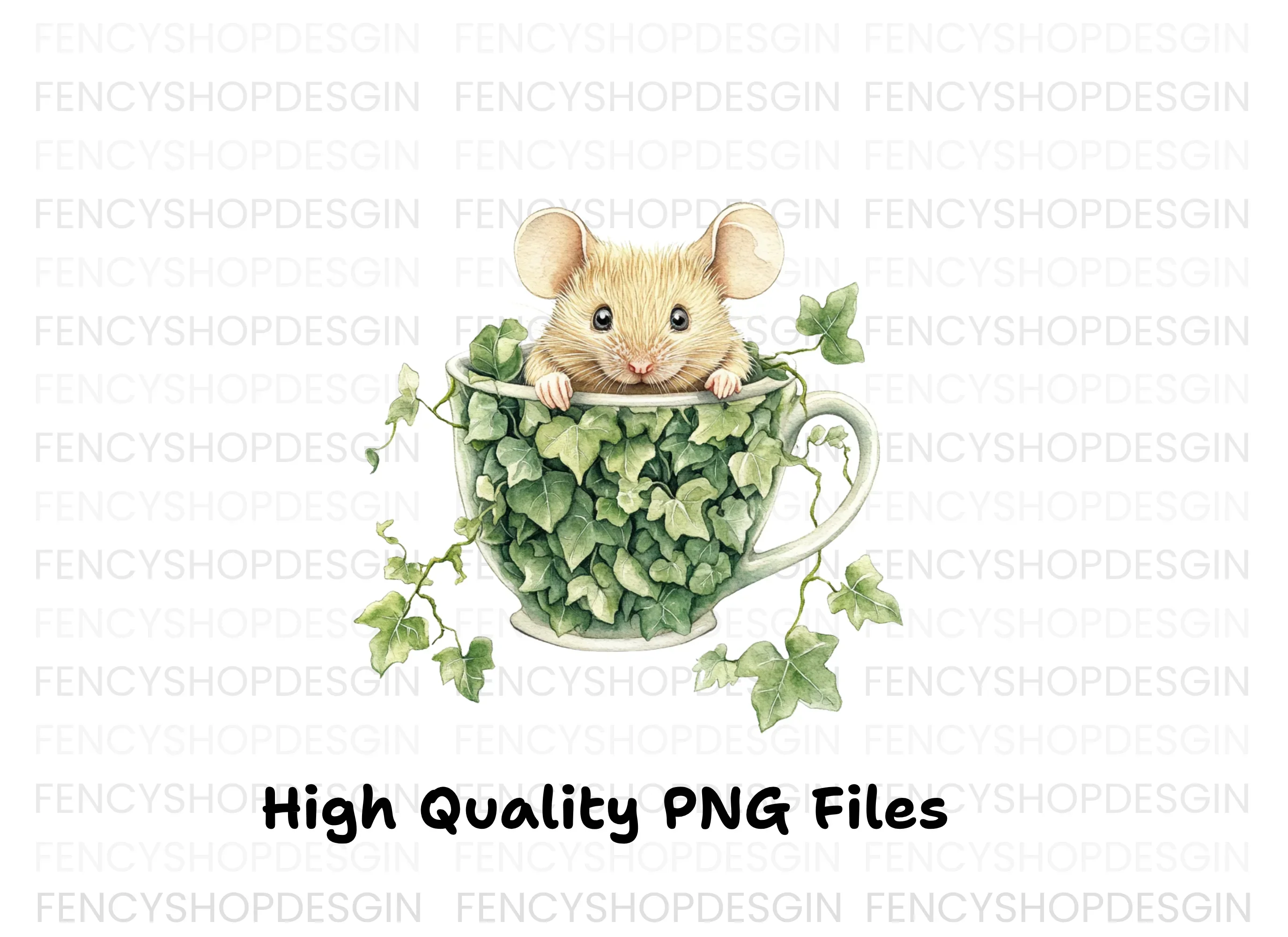 Cute Mice in Ivy Teacups Clipart Bundle - Image 3