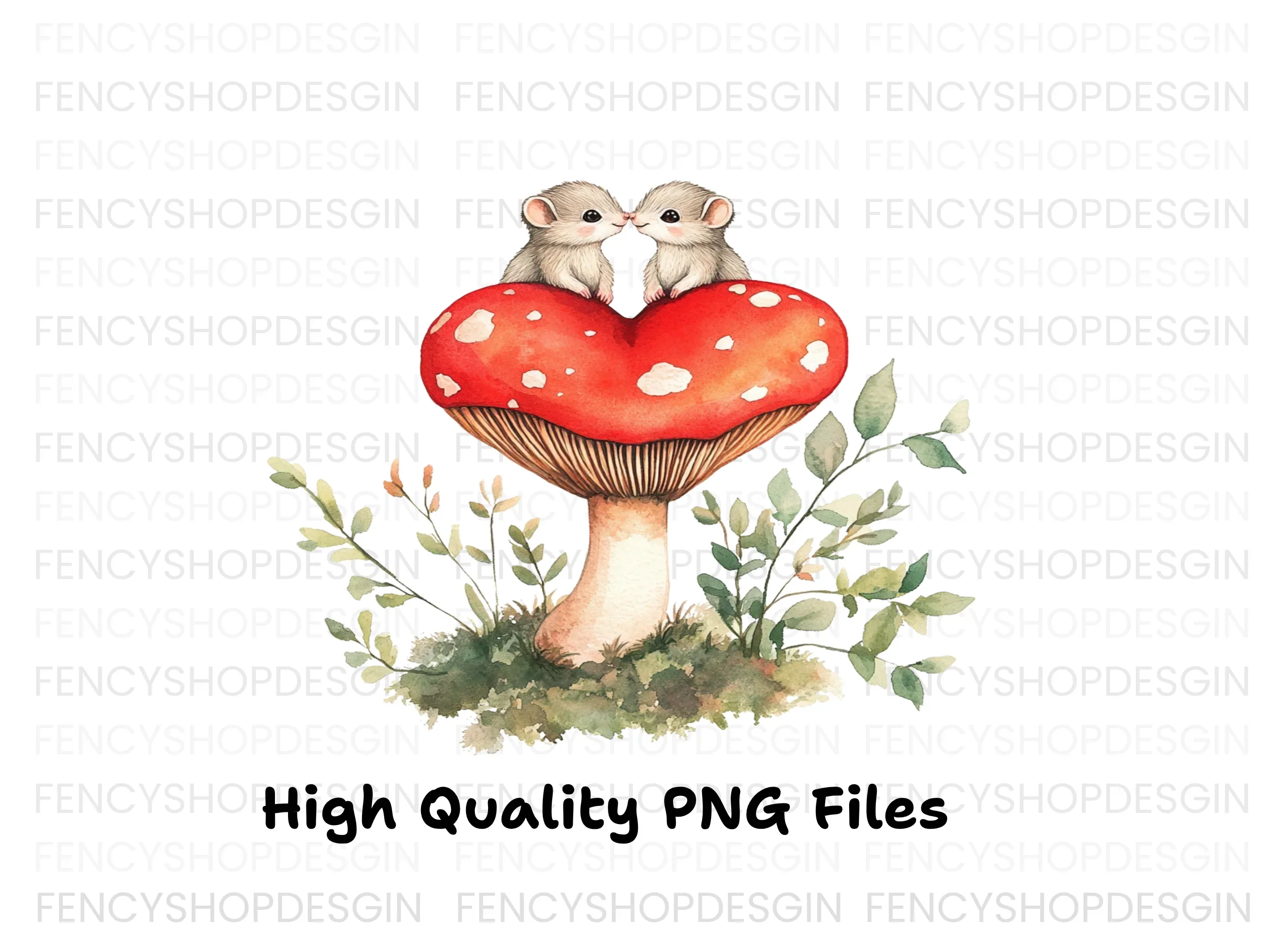 Cute Mice on Mushroom Clipart Bundle - Image 3
