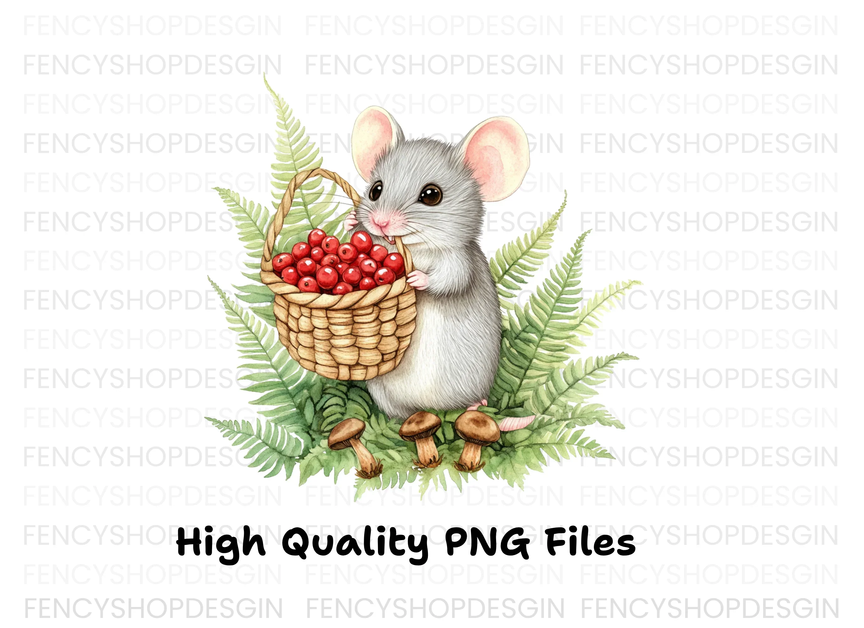 Cute Mice with Berries and Acorns Clipart Bundle - Image 2