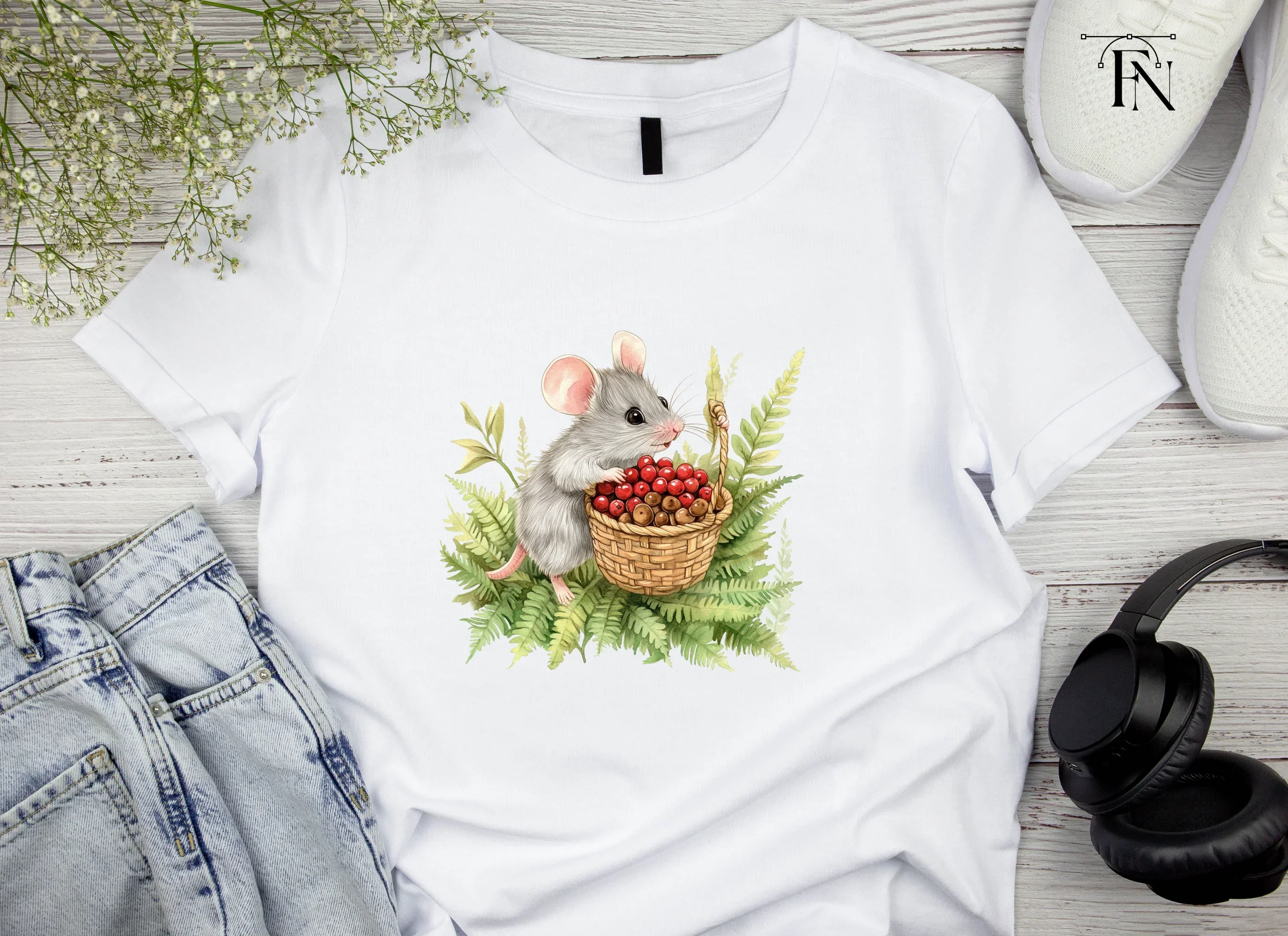 Cute Mice with Berries and Acorns Clipart Bundle - Image 5