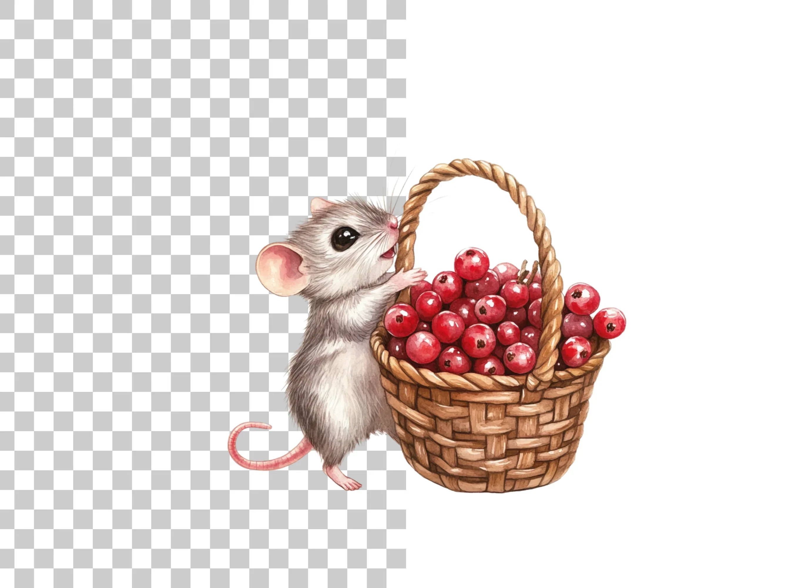 Cute Mice with Berry Baskets Clipart Bundle - Image 2