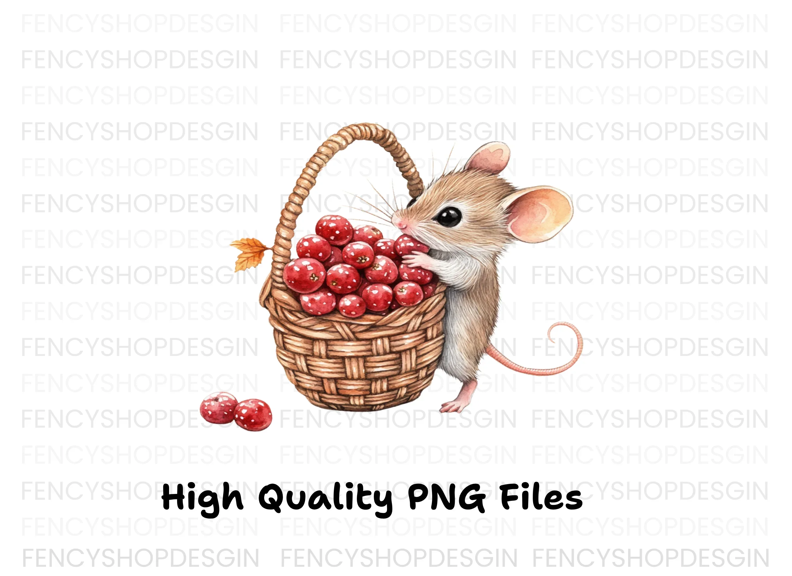 Cute Mice with Berry Baskets Clipart Bundle - Image 3