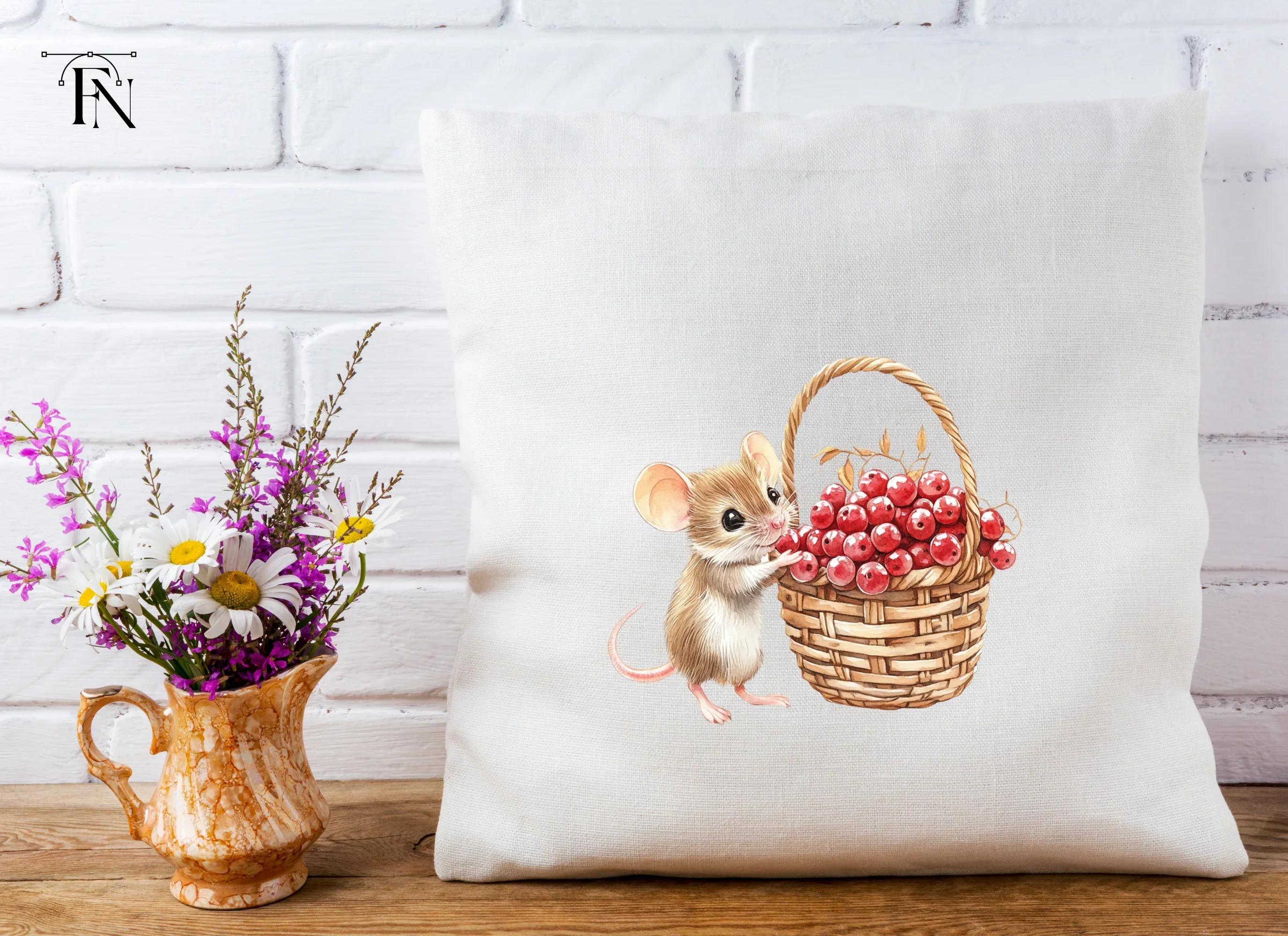 Cute Mice with Berry Baskets Clipart Bundle - Image 5