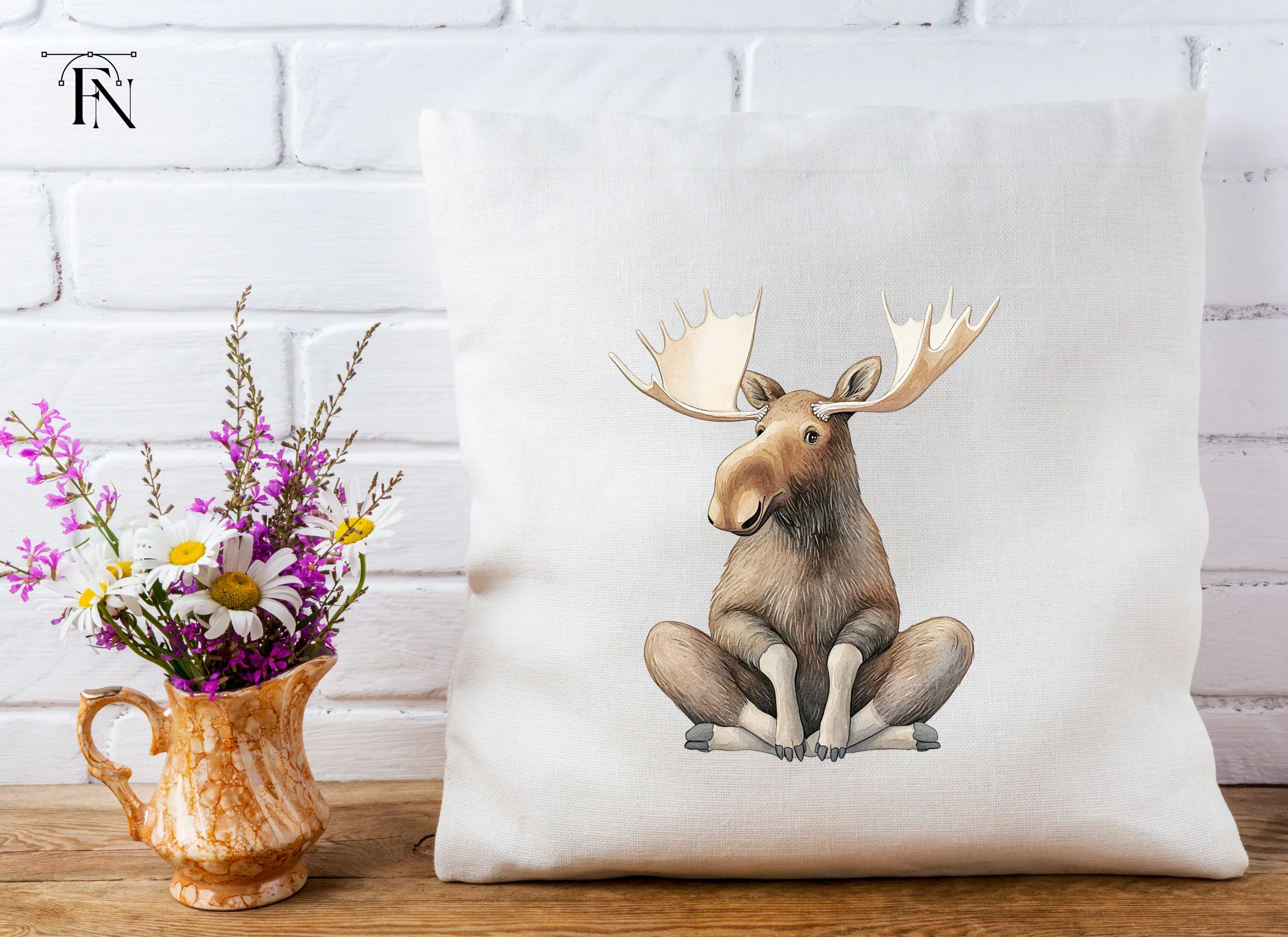 Cute Moose Sitting Clipart Bundle - Image 3