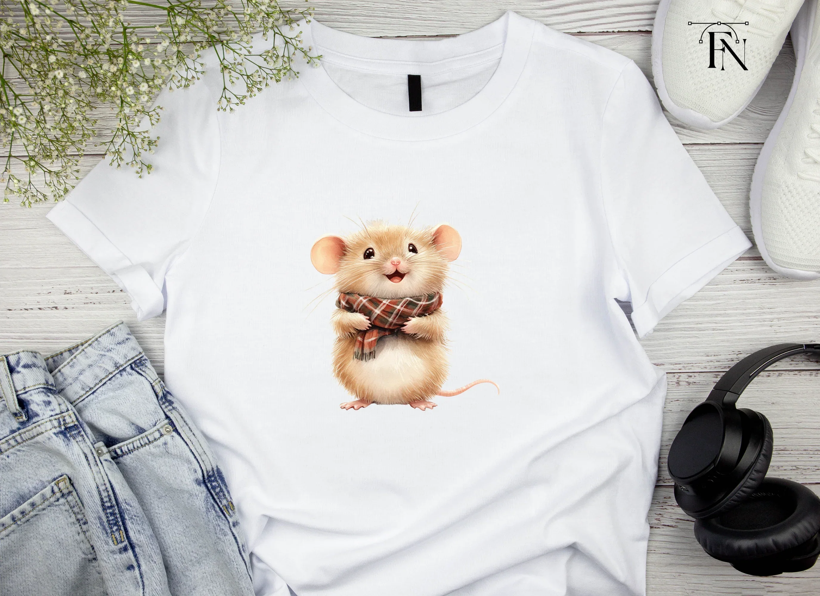 Cute Mouse with Scarf Clipart Bundle - Image 5