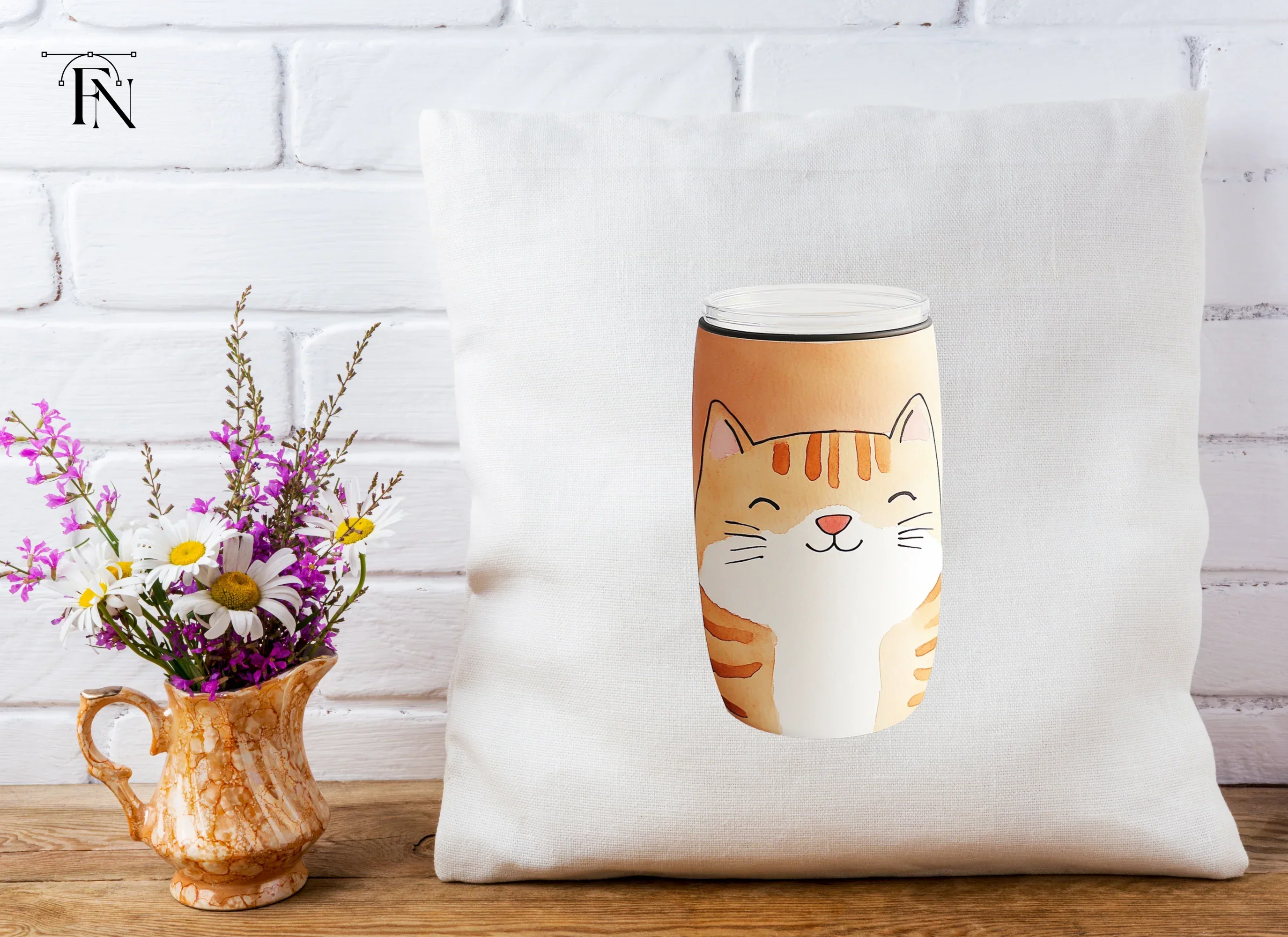 Cute Orange Tabby Cat Tumbler Clipart Bundle - Image 4