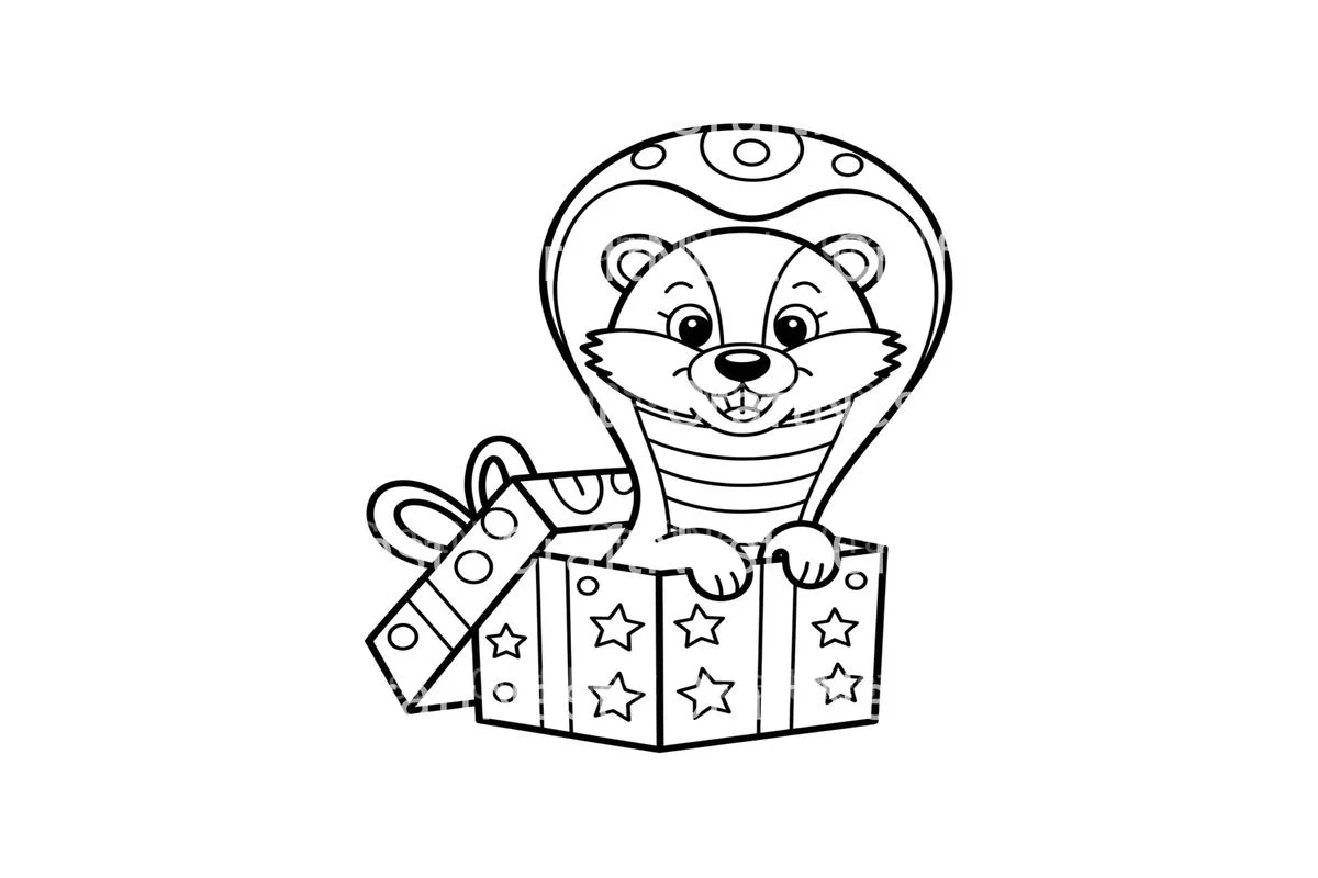 Cute Otter in Gift Box Coloring Books - Image 3