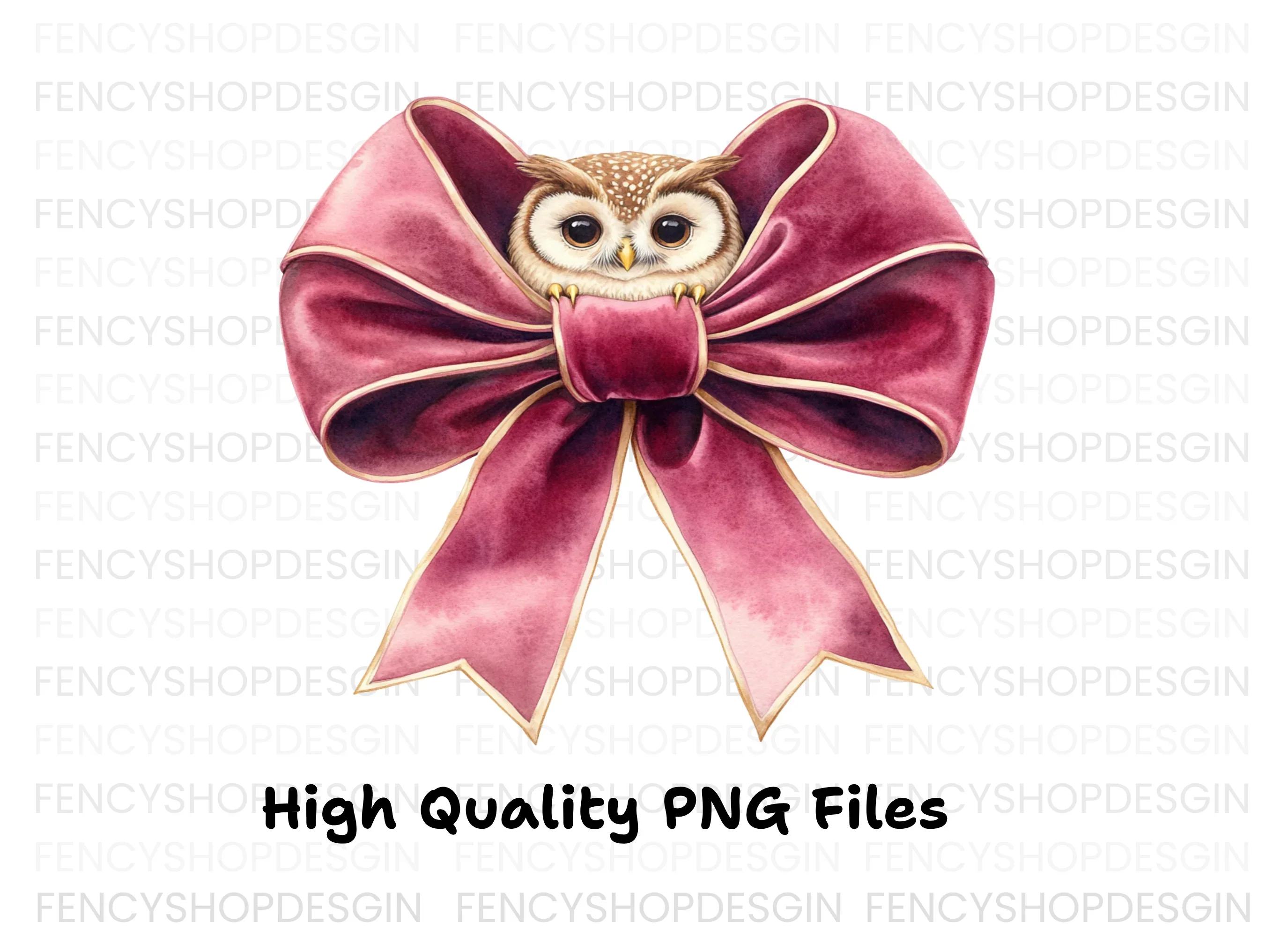 Cute Owl with Pink Bow Clipart Bundle - Image 2