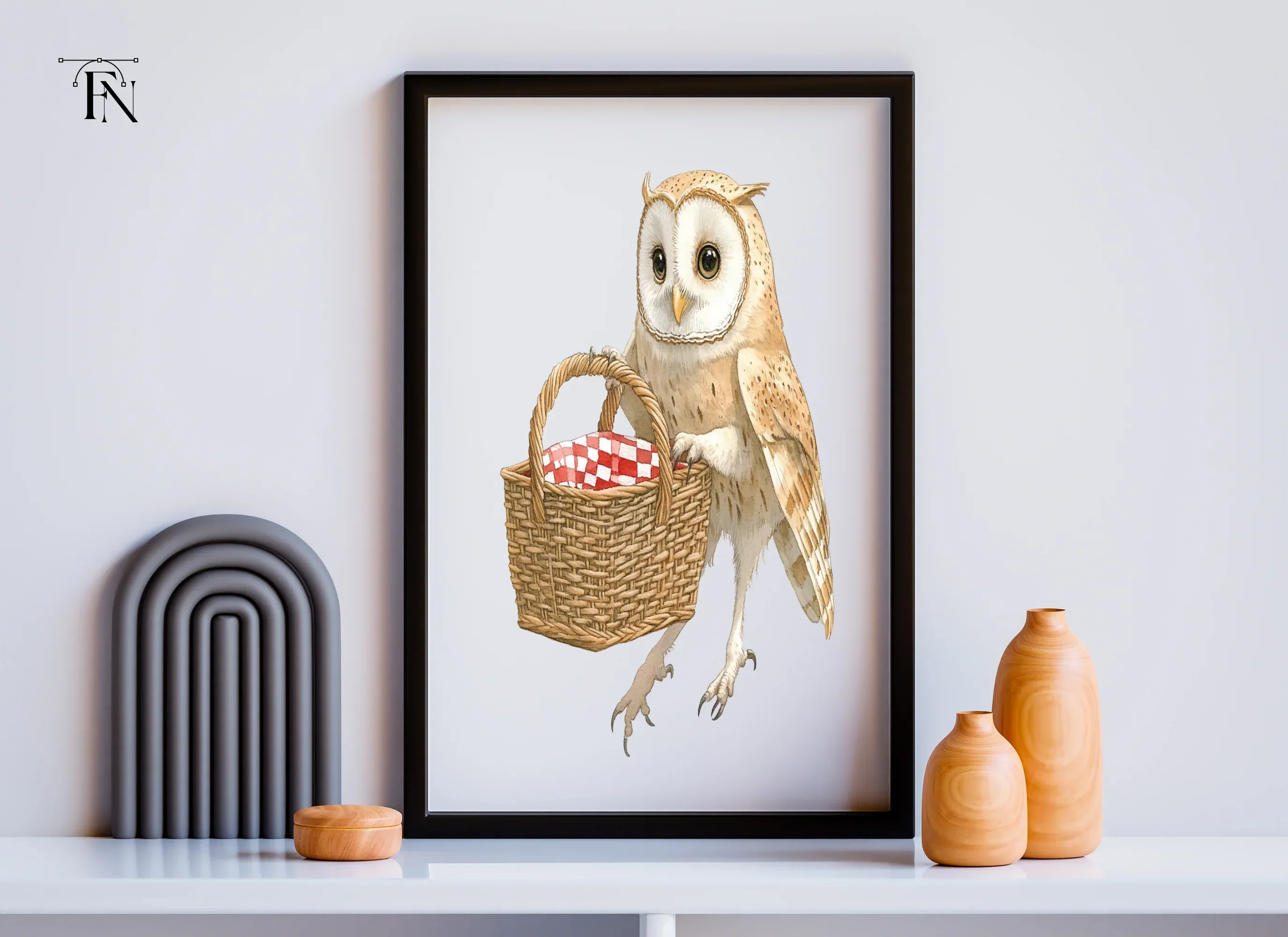 Cute Owls with Picnic Baskets Clipart Bundle - Image 3
