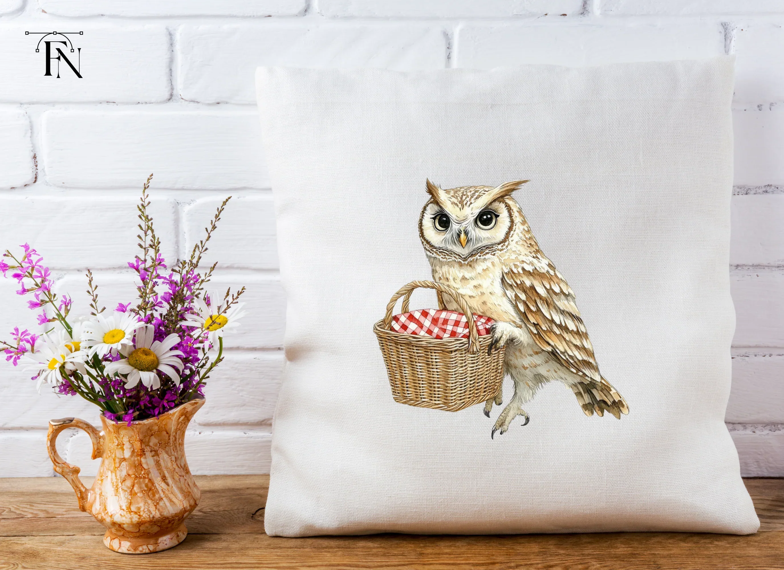 Cute Owls with Picnic Baskets Clipart Bundle - Image 4