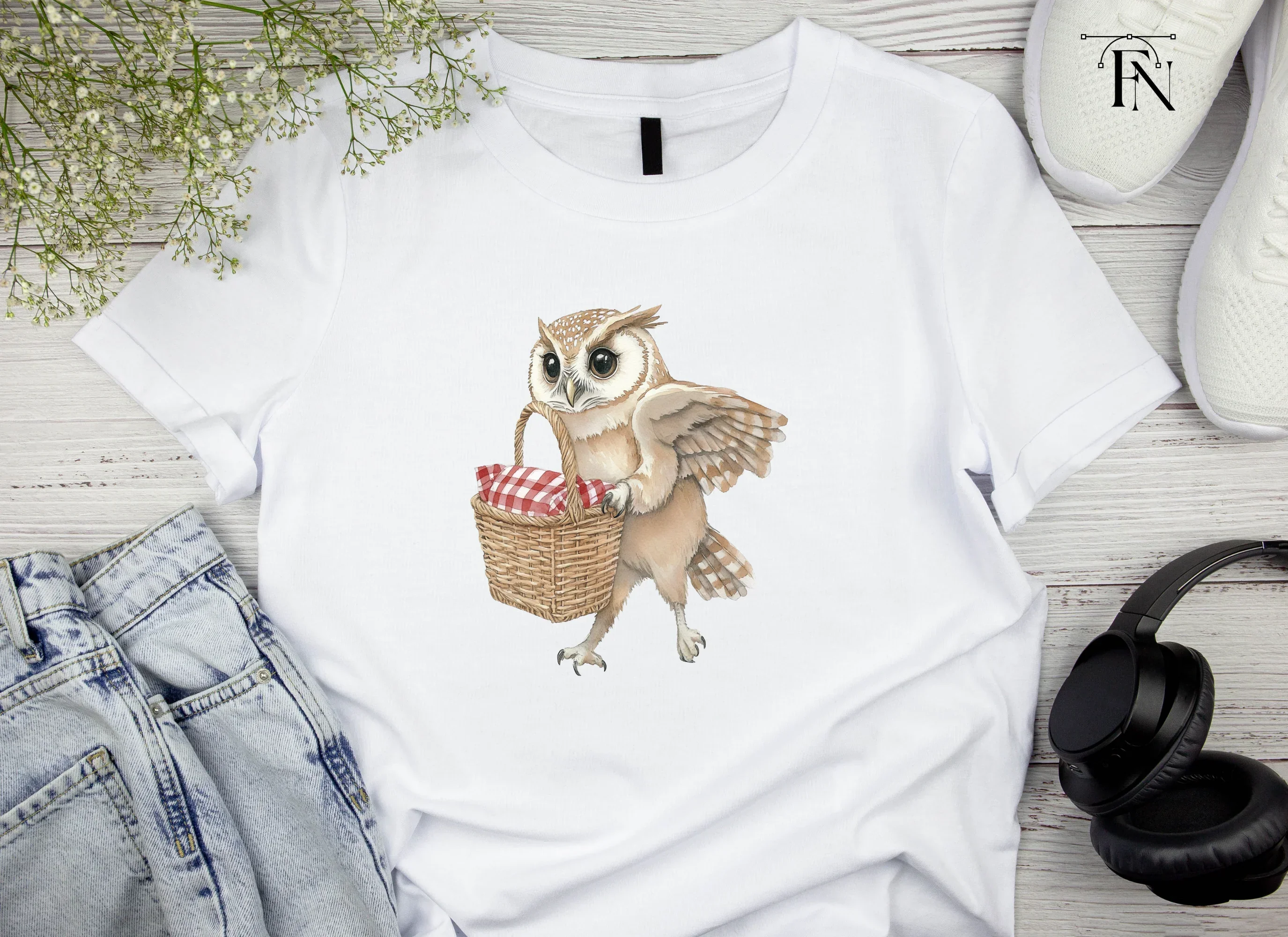 Cute Owls with Picnic Baskets Clipart Bundle - Image 5