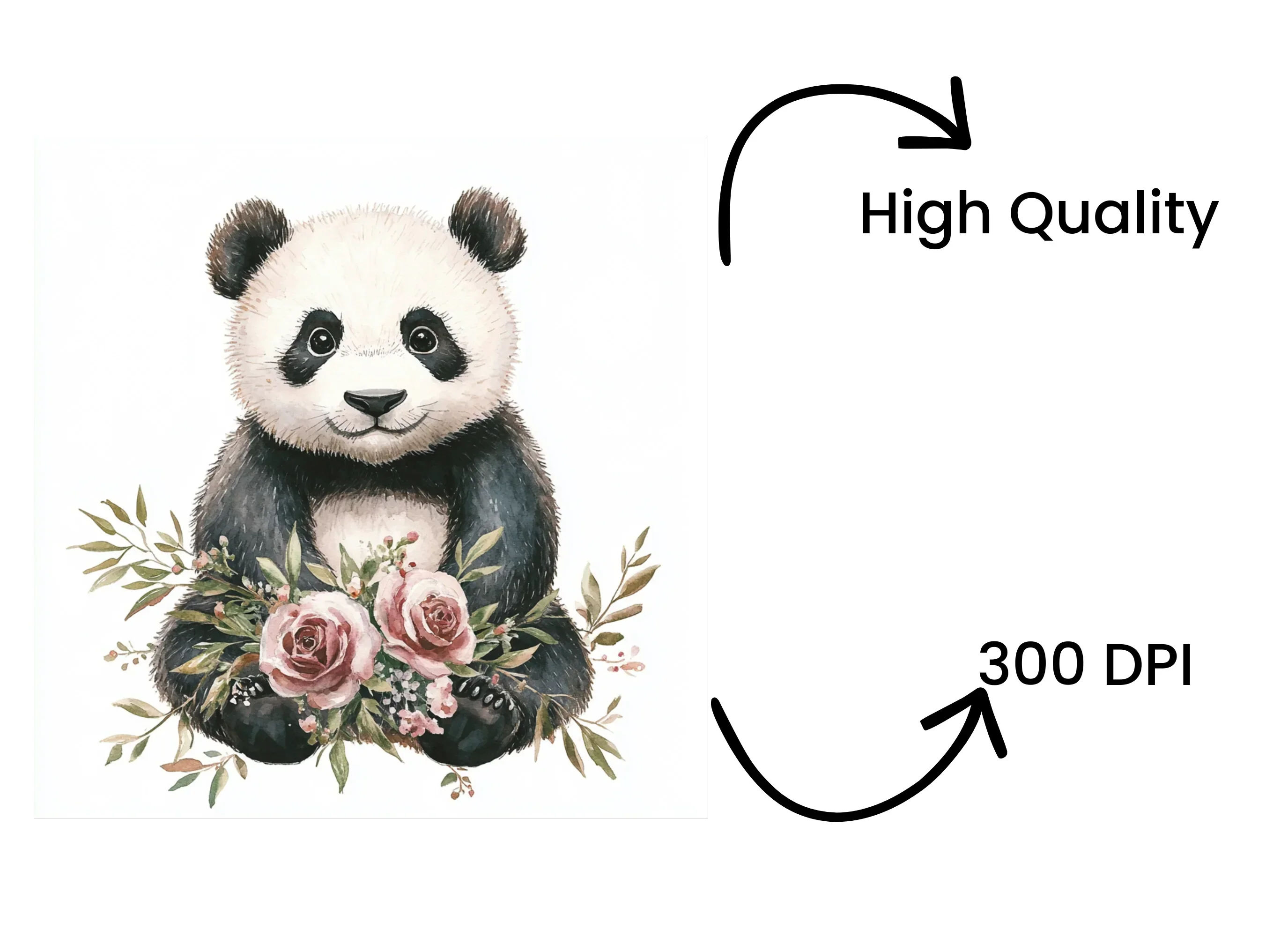 Cute Panda with Pink Roses Clipart Bundle - Image 4