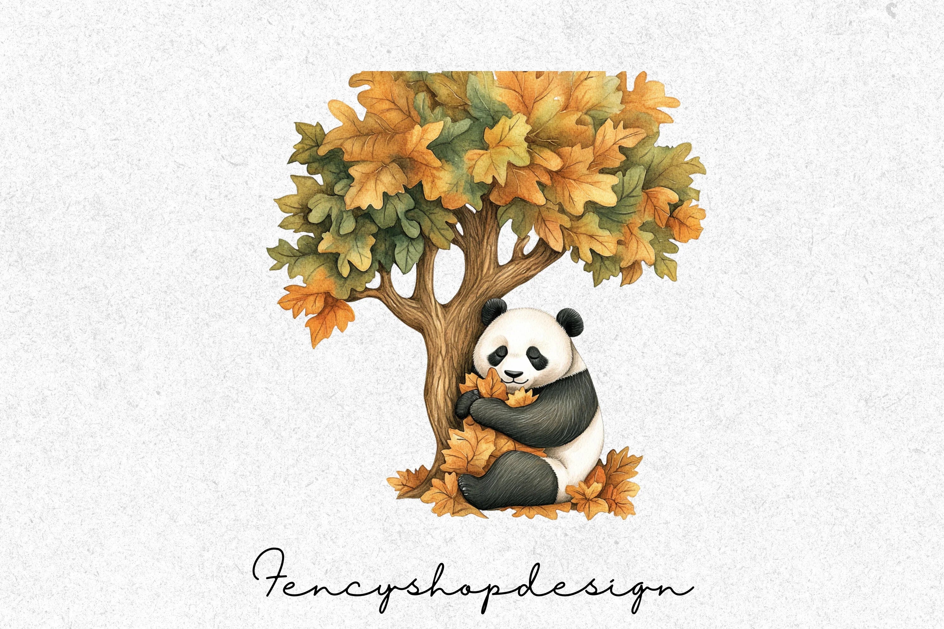 Cute Pandas Under Autumn Trees Clipart Bundle - Image 3