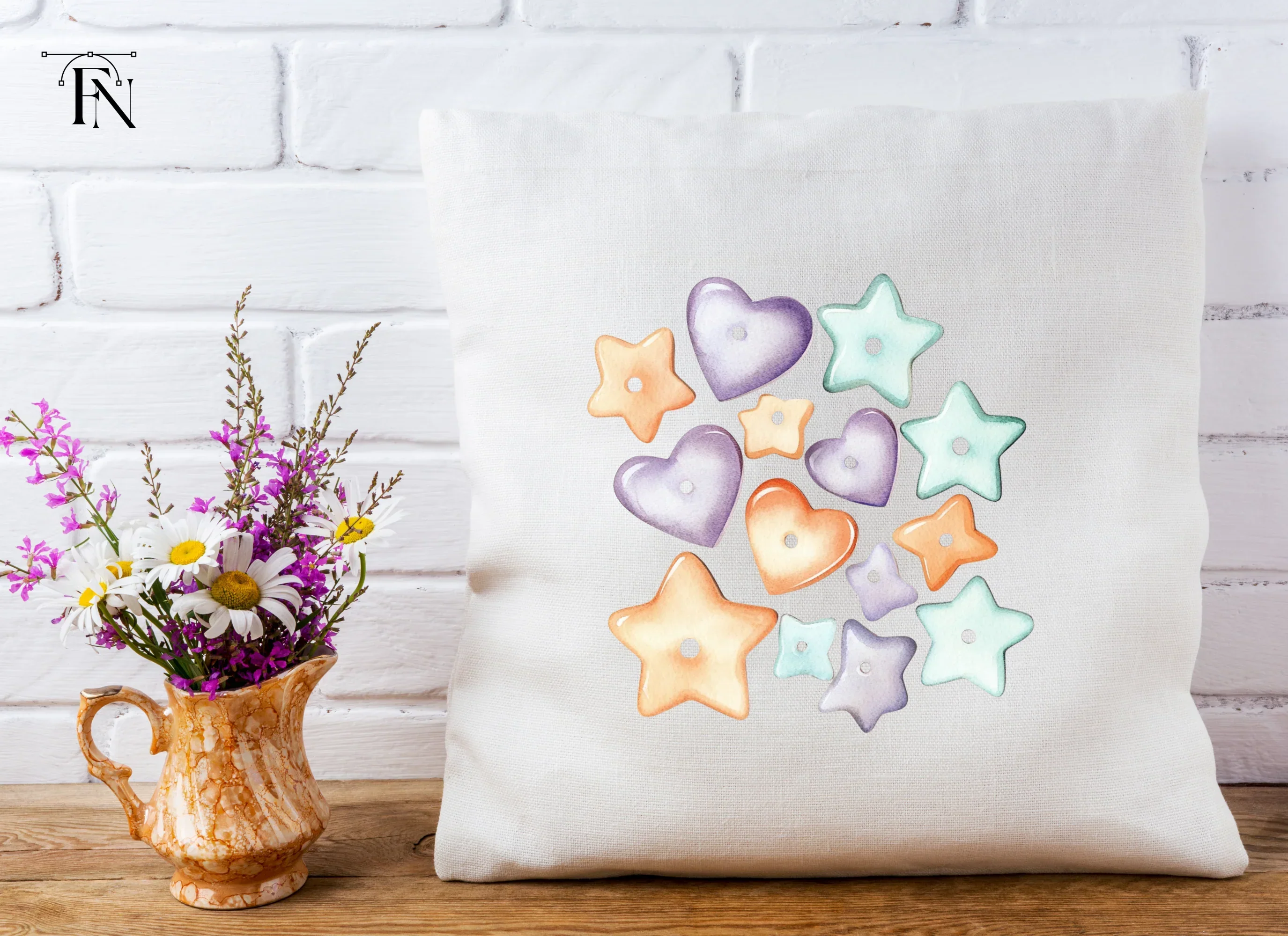 Cute Pastel Heart and Star Beads Clipart Bundle - Image 5