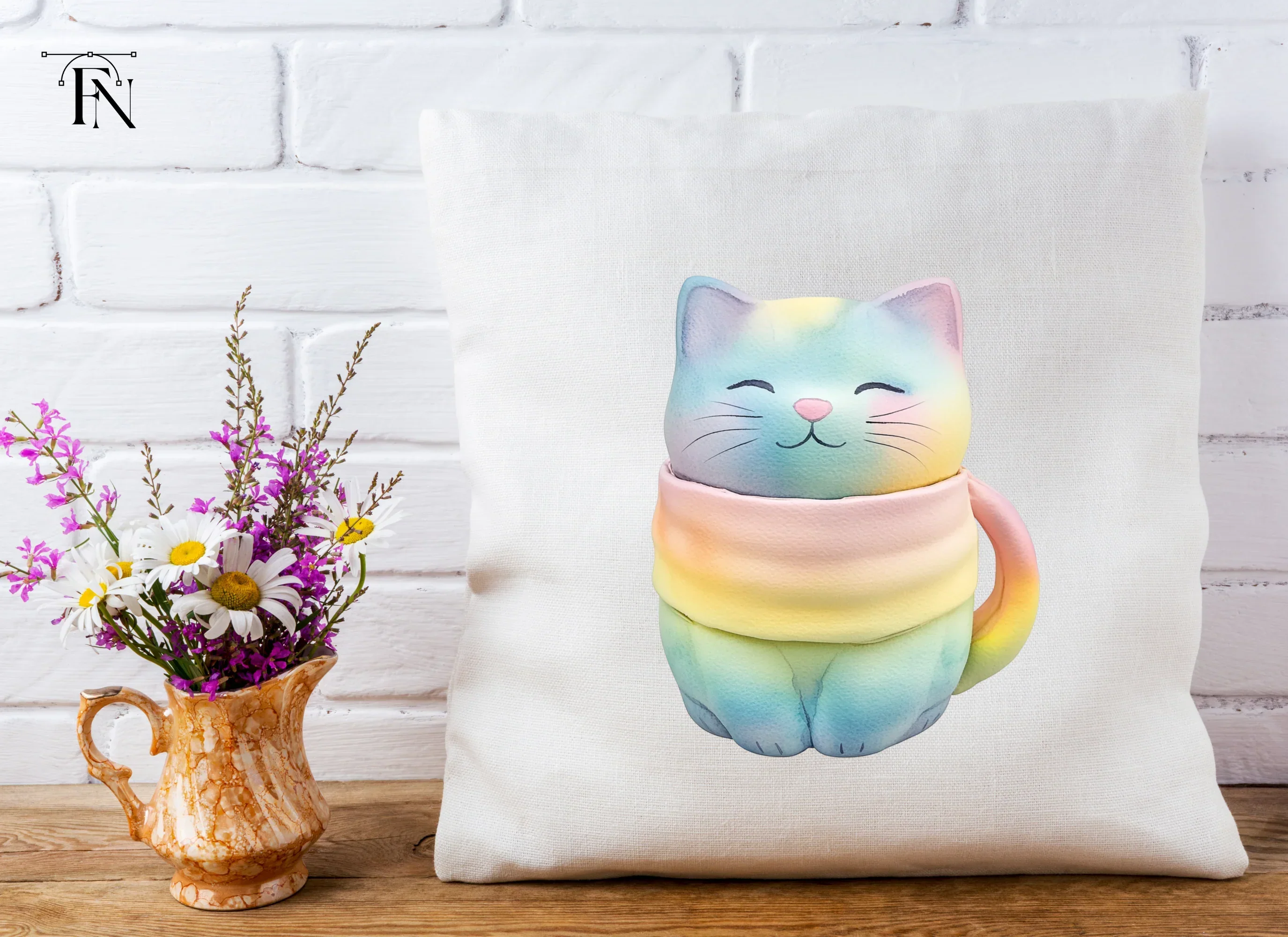 Cute Pastel Rainbow Cat Clipart Bundle - Image 4