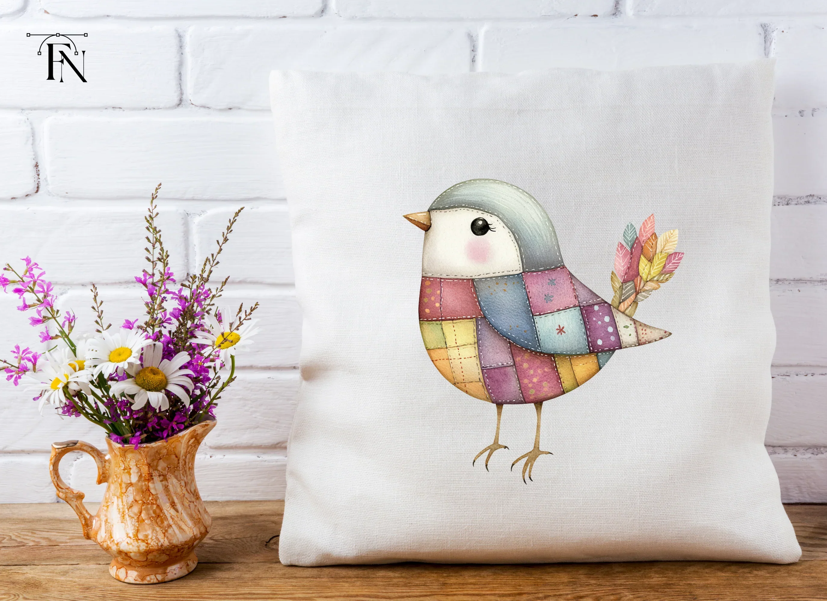 Cute Patchwork Bird Clipart Bundle - Image 5