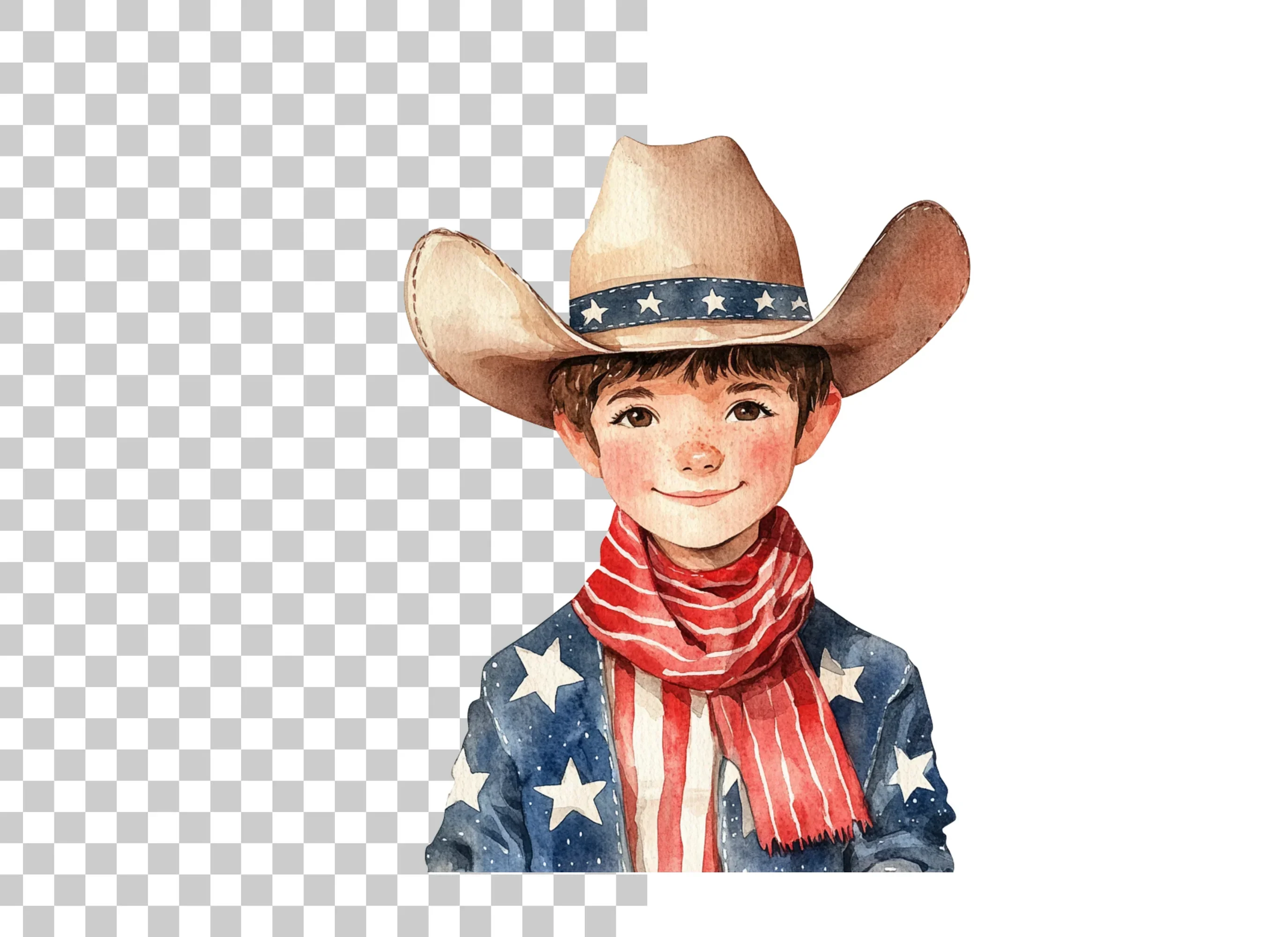 Cute Patriotic Boy Cowboy Clipart Bundle - Image 4