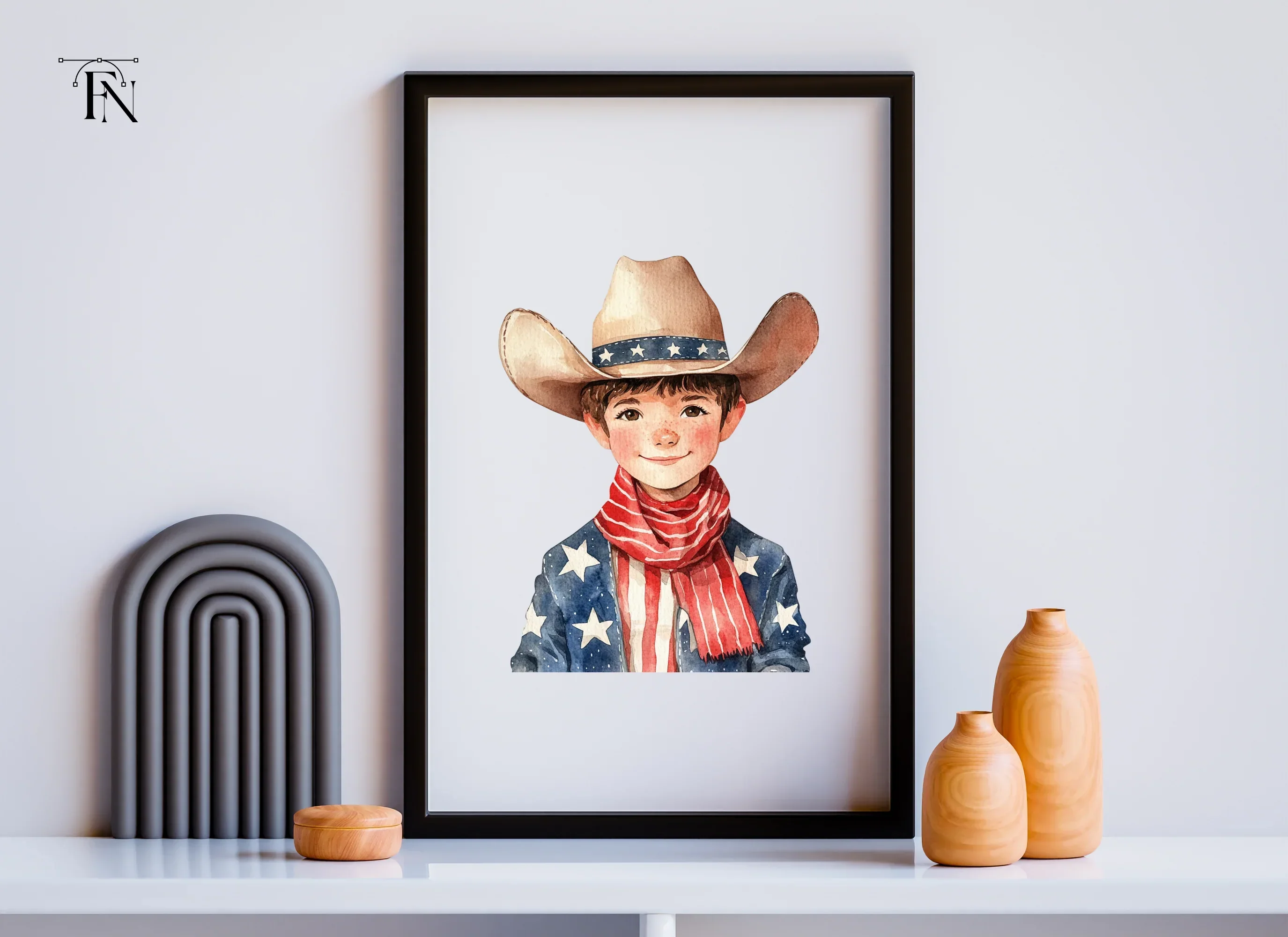 Cute Patriotic Boy Cowboy Clipart Bundle - Image 5