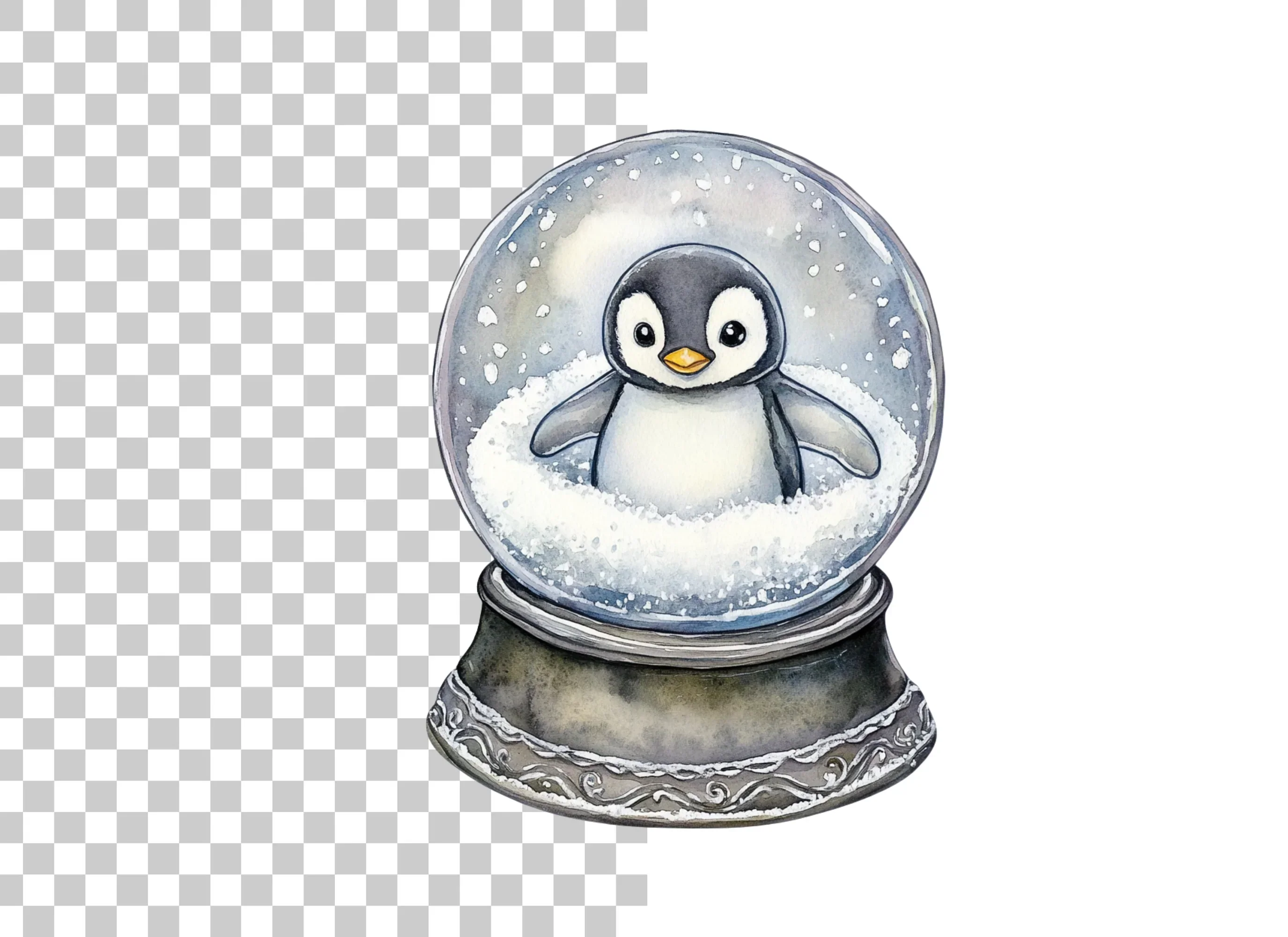 Cute Penguin Snow Globe Clipart Bundle - Image 2